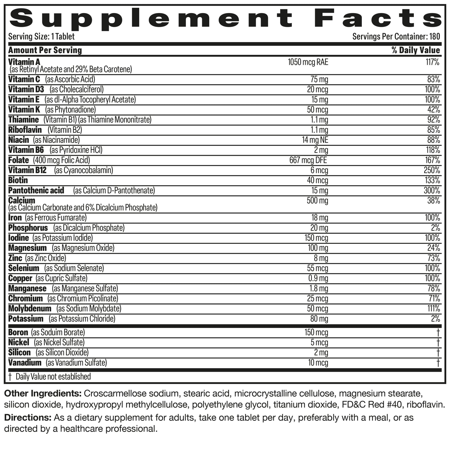 Bronson ONE™ Women's Complete MultiVitamin MultiMineral - 180 Tablets