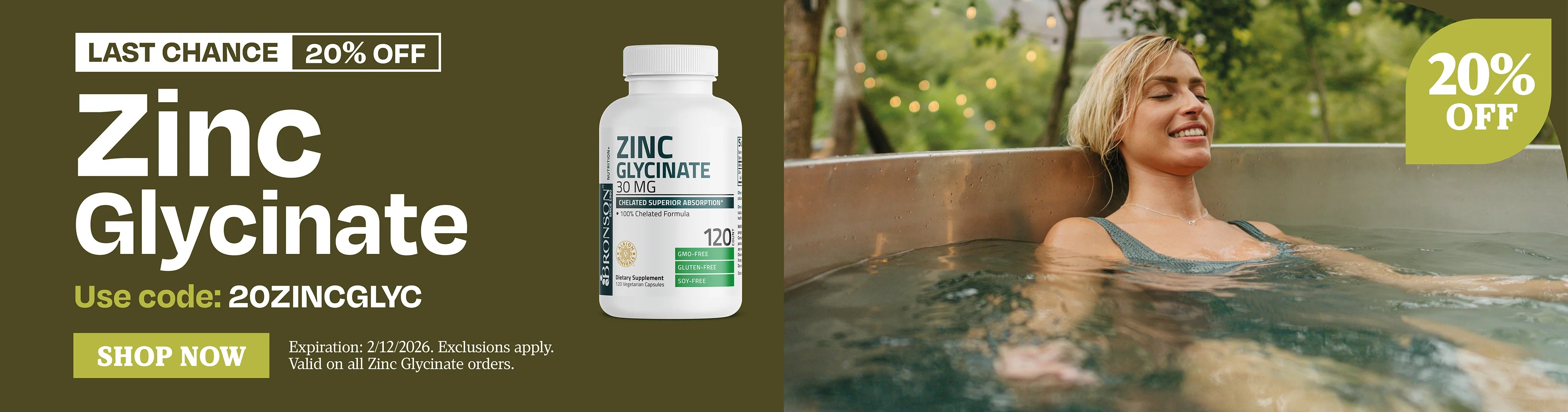 Last chance 20% Zinc Glycinate use code 20ZINCGLYC