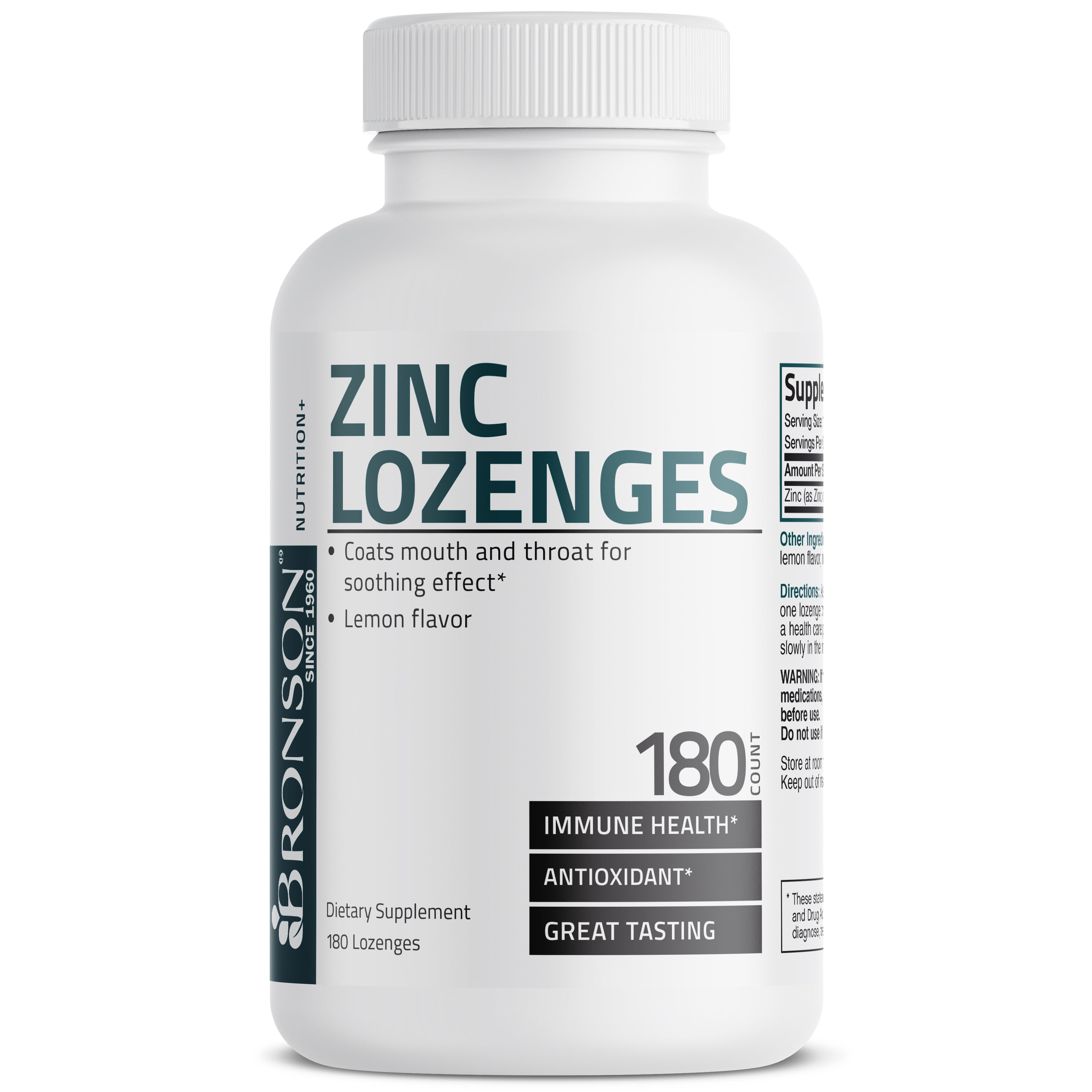 Zinc Lozenges Lemon 23 mg 180 Lozenges Vitamins & Supplements