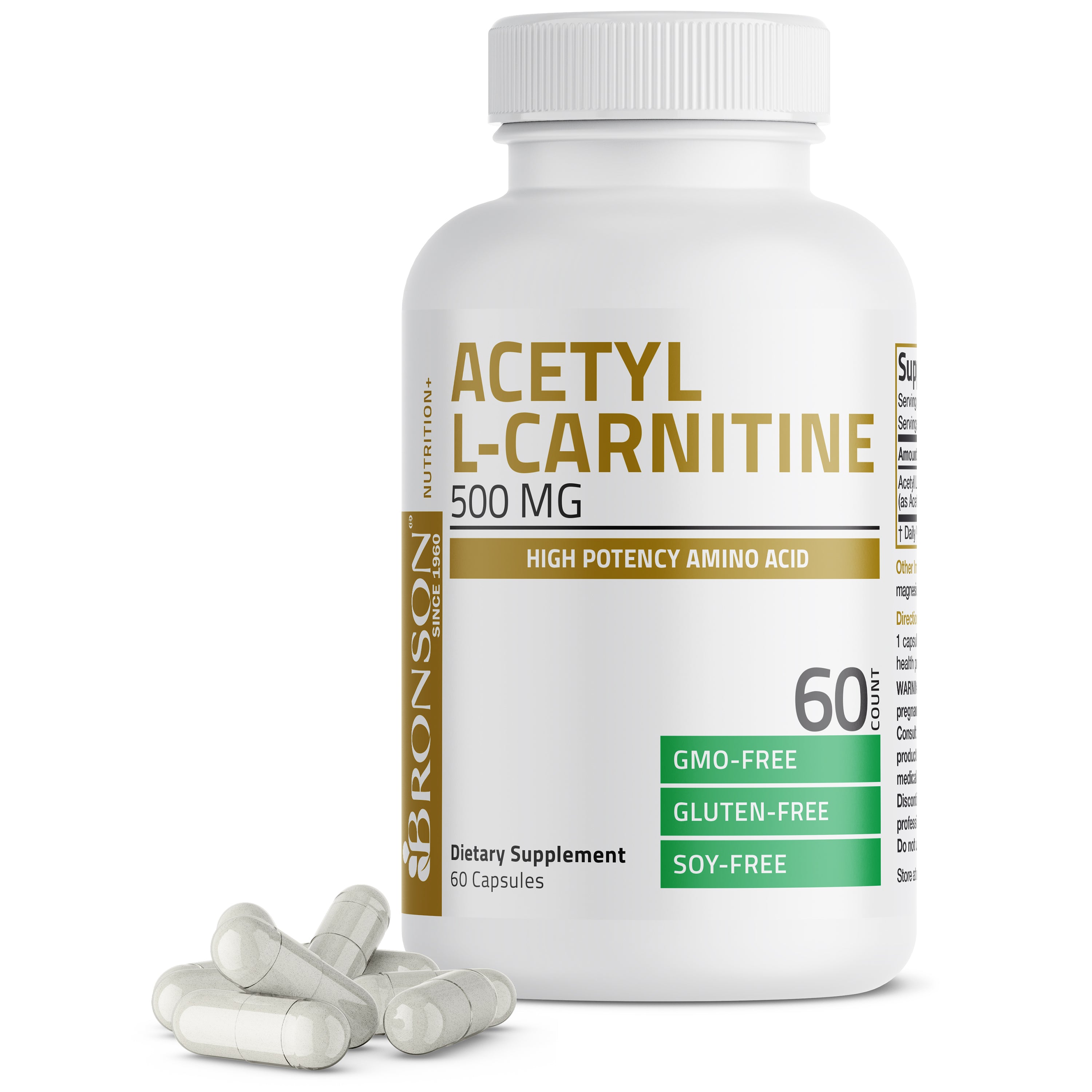 Bronson Vitamins Acetyl L-Carnitine - 500 mg - 60 Capsules Bronson Vitamins Acetyl L-Carnitine - 500 mg - 60 Capsules