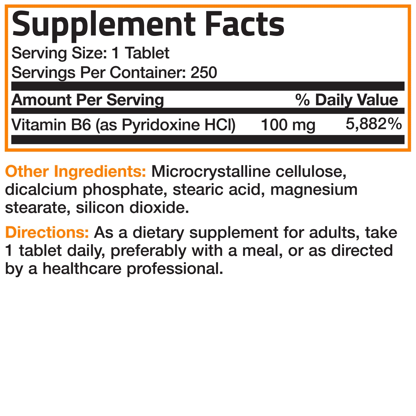 Bronson Vitamin B6 Pyridoxine - 100 mg - 250 Tablets | Vitamins ...