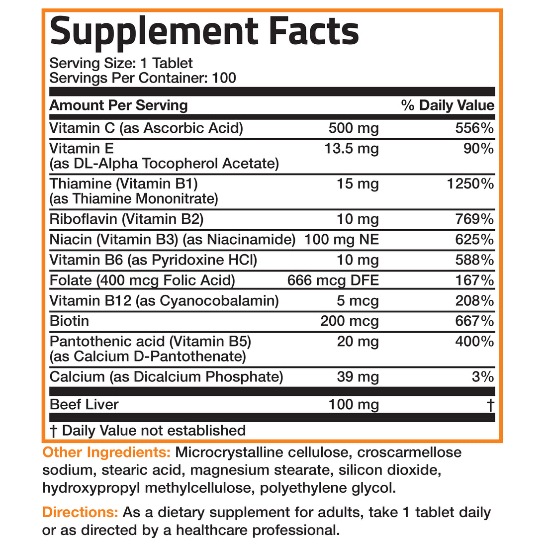 Vitamin B-Complex with Vitamins C and E - 100 Tablets | Vitamins ...