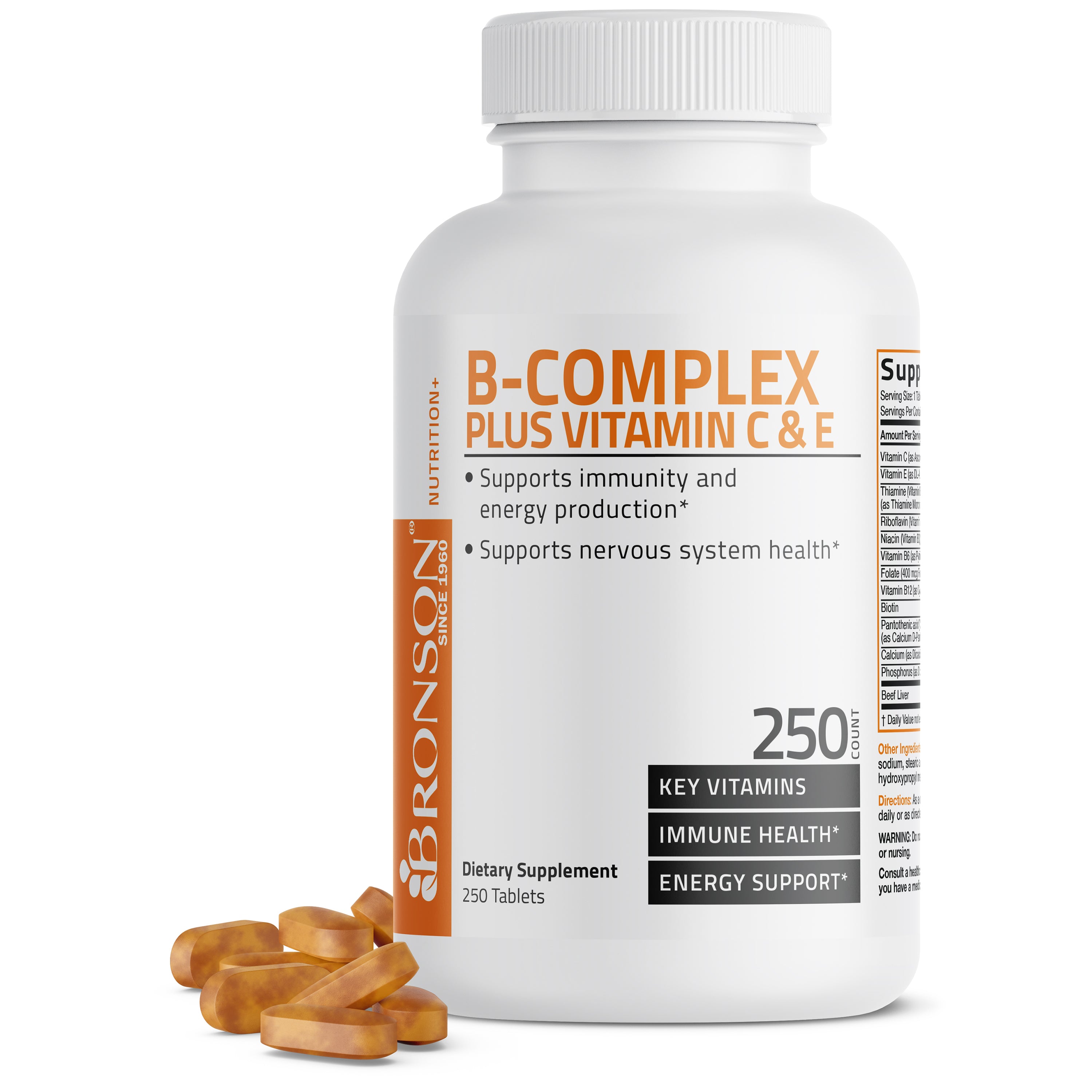 Vitamin B Complex with Vitamins C and E - 250 Tablets