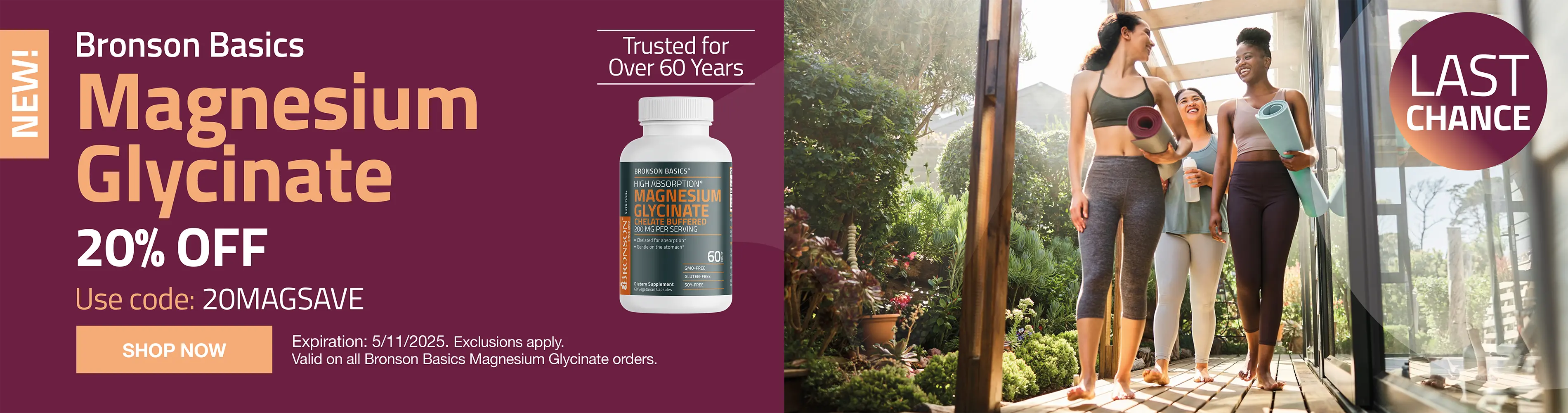 New Bronson basics magnesium glycinate 20% off use code 20MAGSAVE