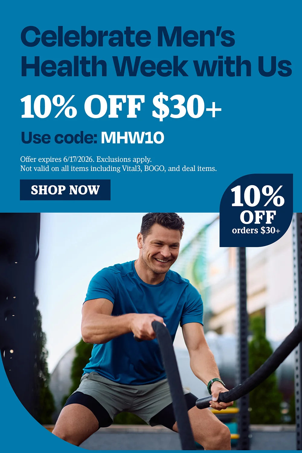 Celebrate men's health week with us. 10% OFF $30 use code MHW10
