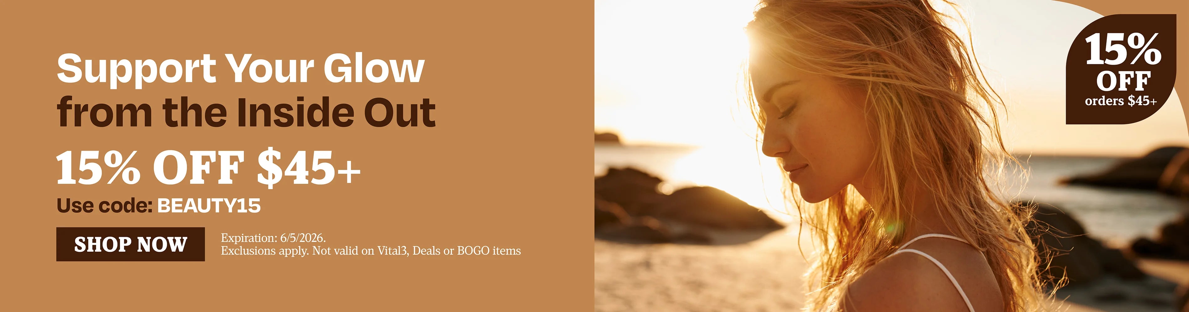 support your glow from the inside out. 15% OFF $45 use code BEAUTY15