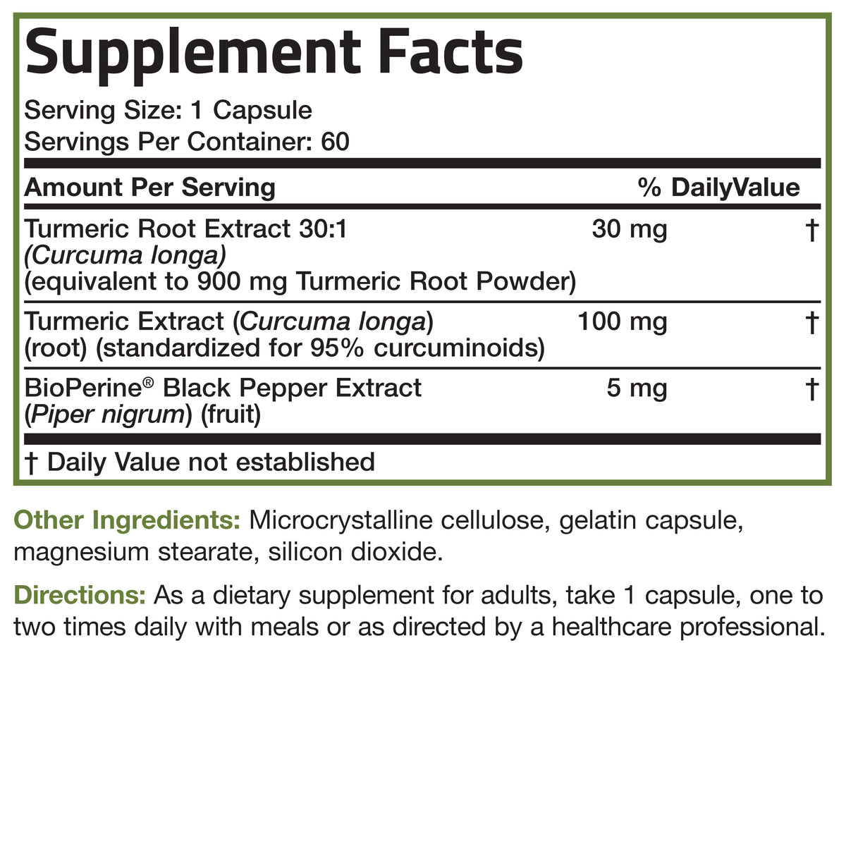 Tumeric With Bioperine Turmeric Complex with BioPerine® 60 Capsules | Herbs & Herbal Extracts ...