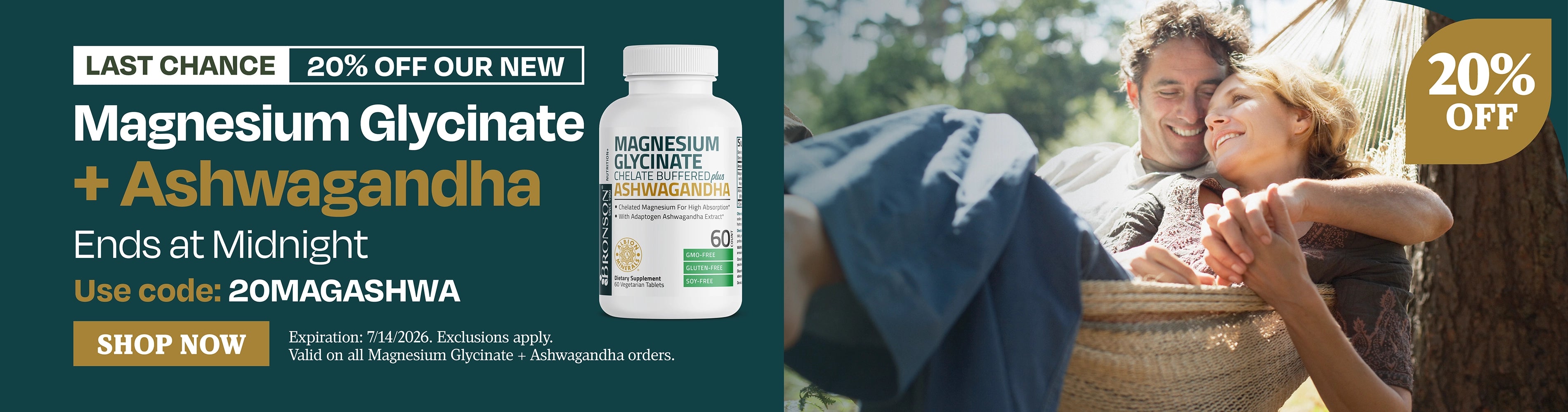 Last Chance. 20% OFF our new Magnesium Glycinate + Ashwagandha ends at midnight. Use code: 20MAGASHWA.