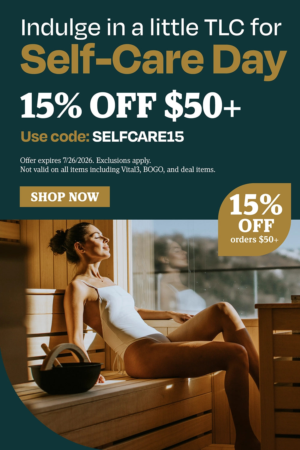 Indulge in a little TLC for Self-Care Day. 15% OFF $50+. Use code: SELFCARE15.
