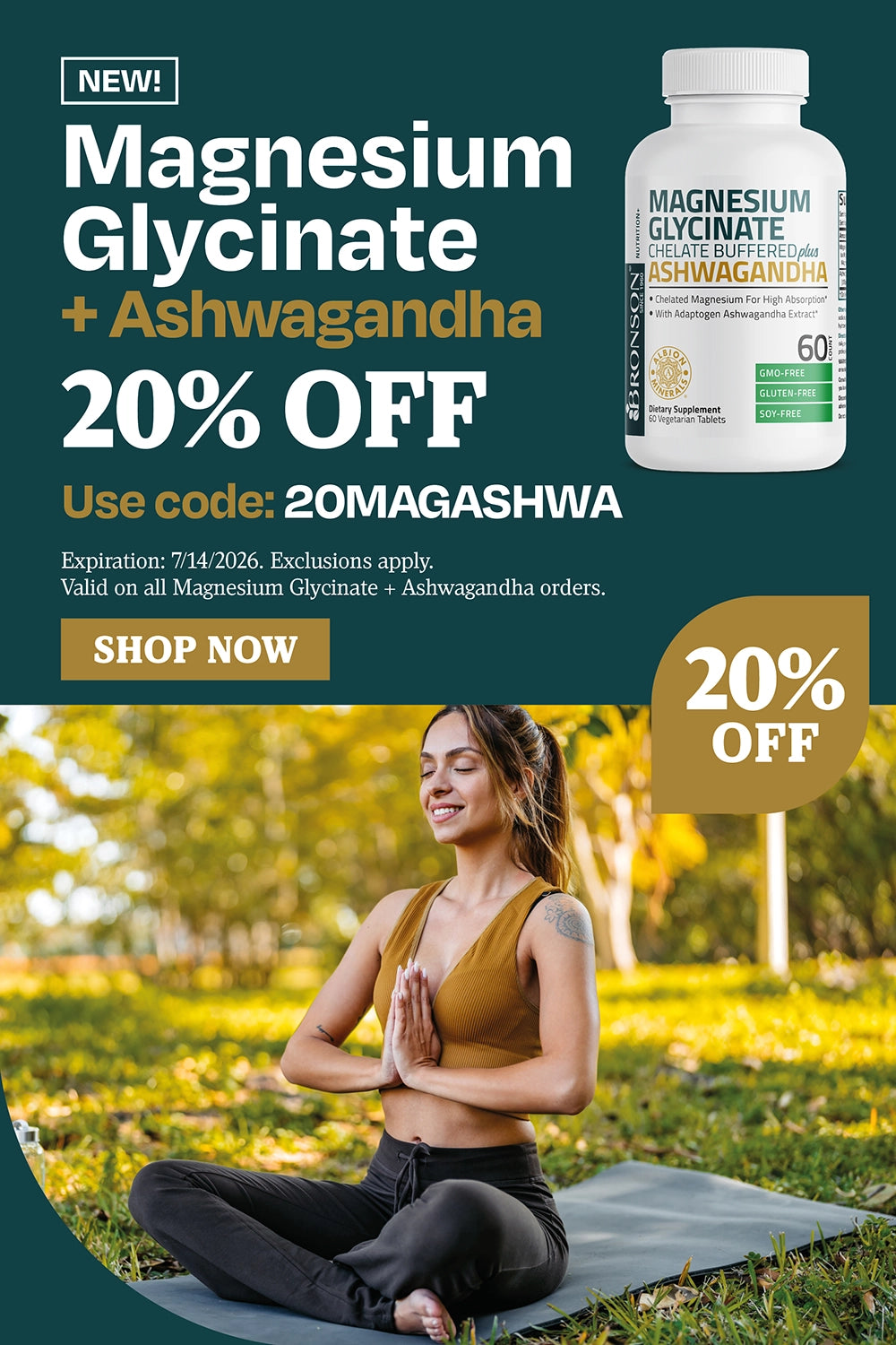 Magnesium Glycinate + Ashwagandha. 20% OFF. Use code: 20MAGASHWA.