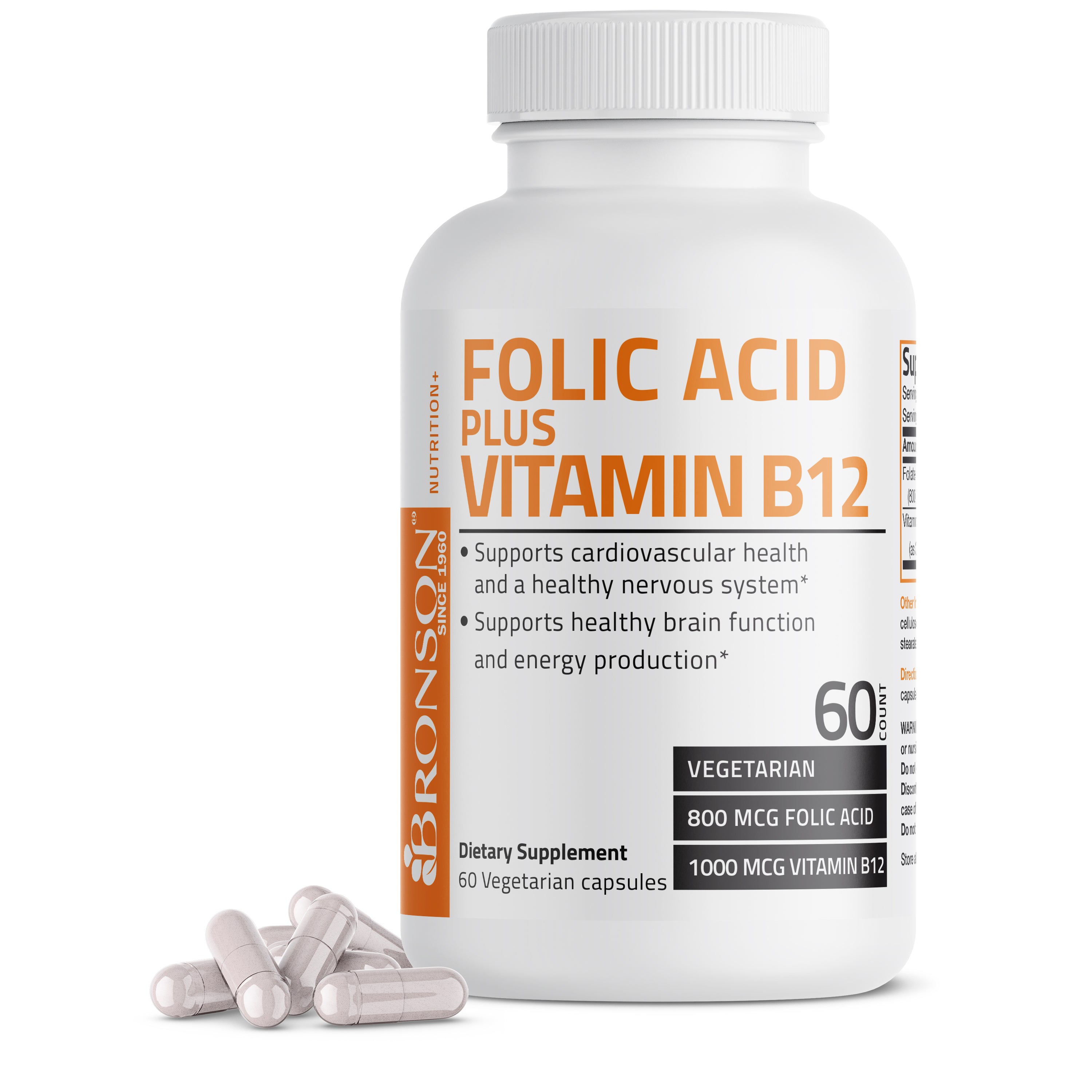 Folic Acid Plus Vitamin B12 - 60 Vegetarian Capsules view 1 of 6