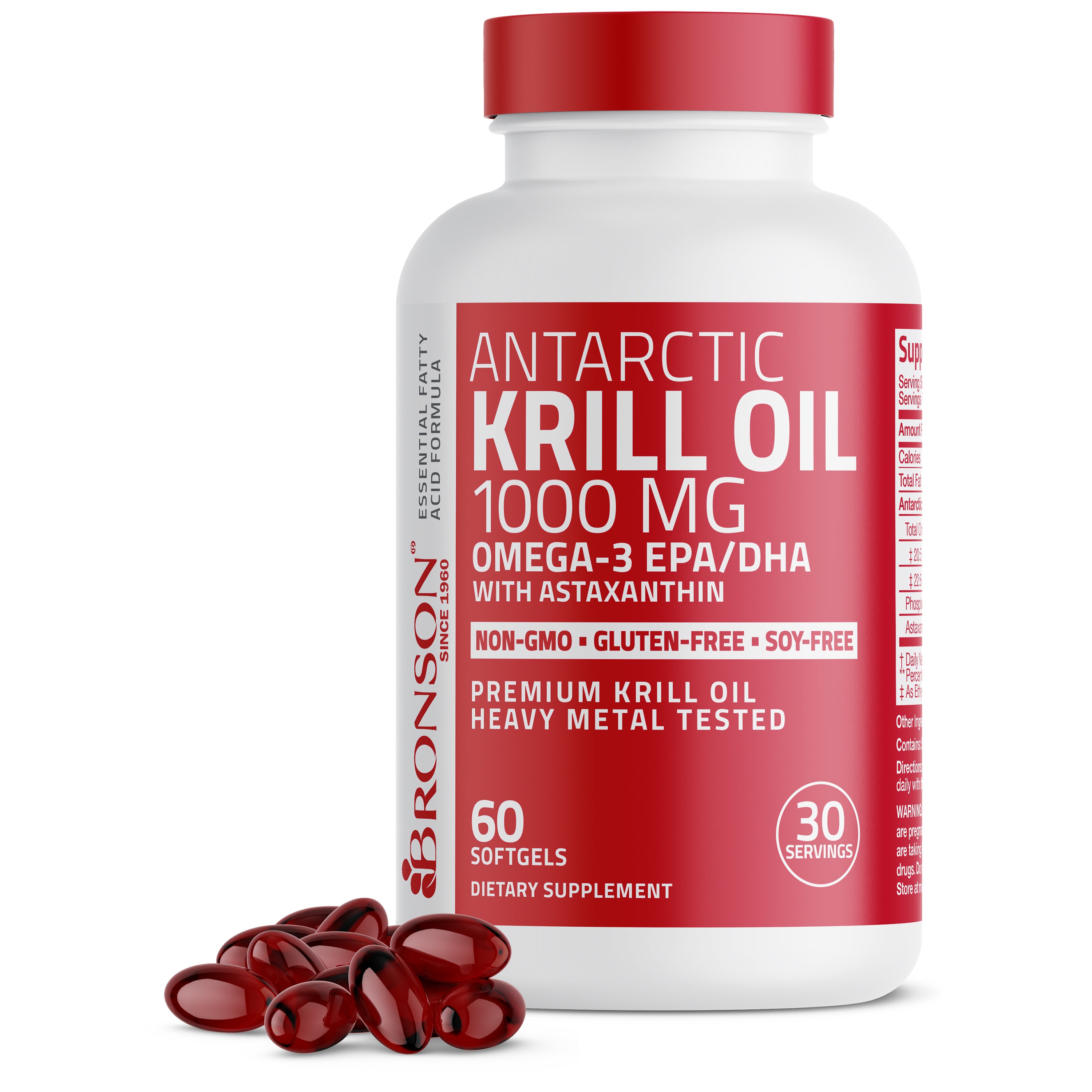 Premium Antarctic Krill Oil Omega-3 EPA DHA Non-GMO - 1,000 mg