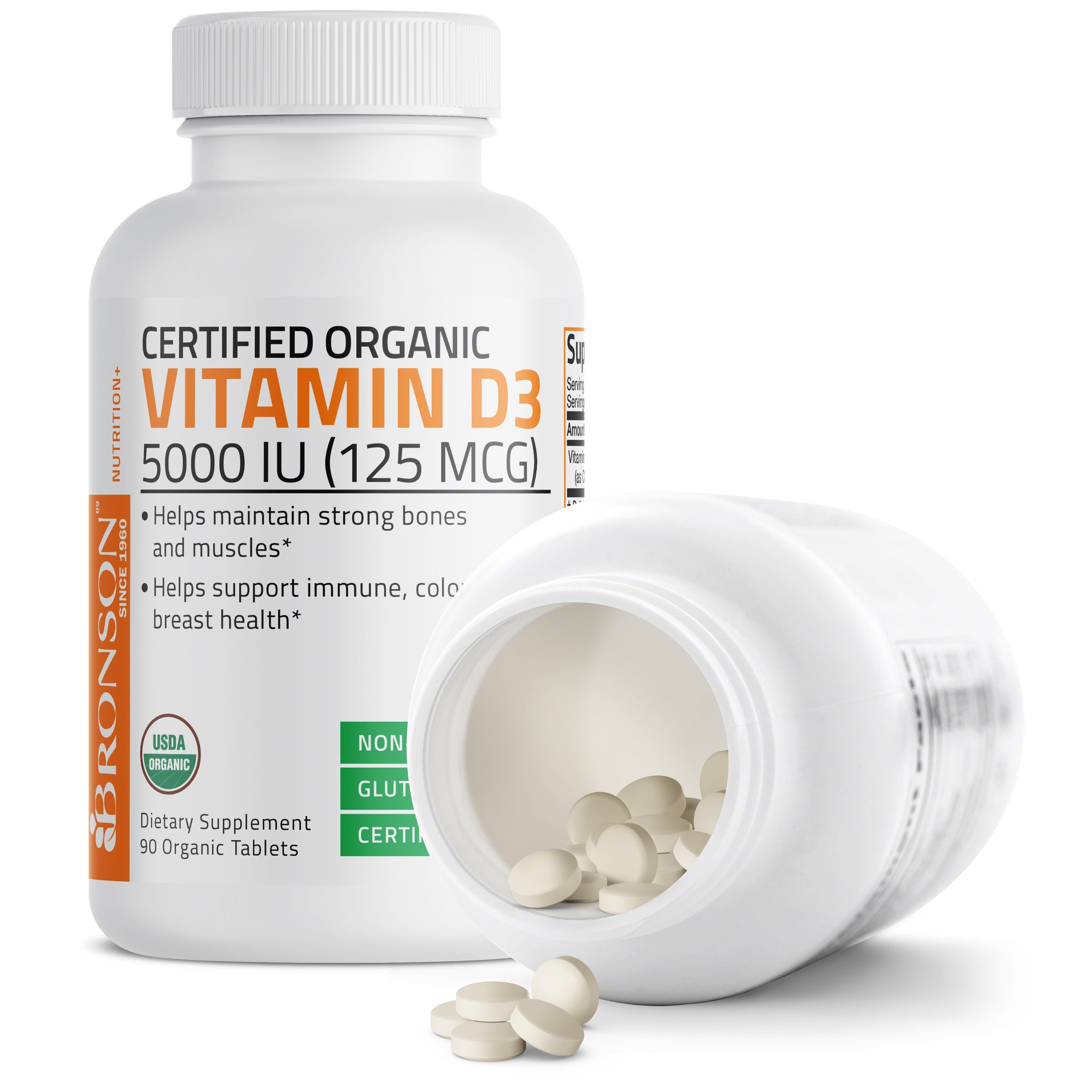 Bronson Vitamin D3 USDA Certified Organic 5 000 IU 90 Tablets bronson-vitamin-d3-usda-certified-organic-5-000-iu-90-tablets
