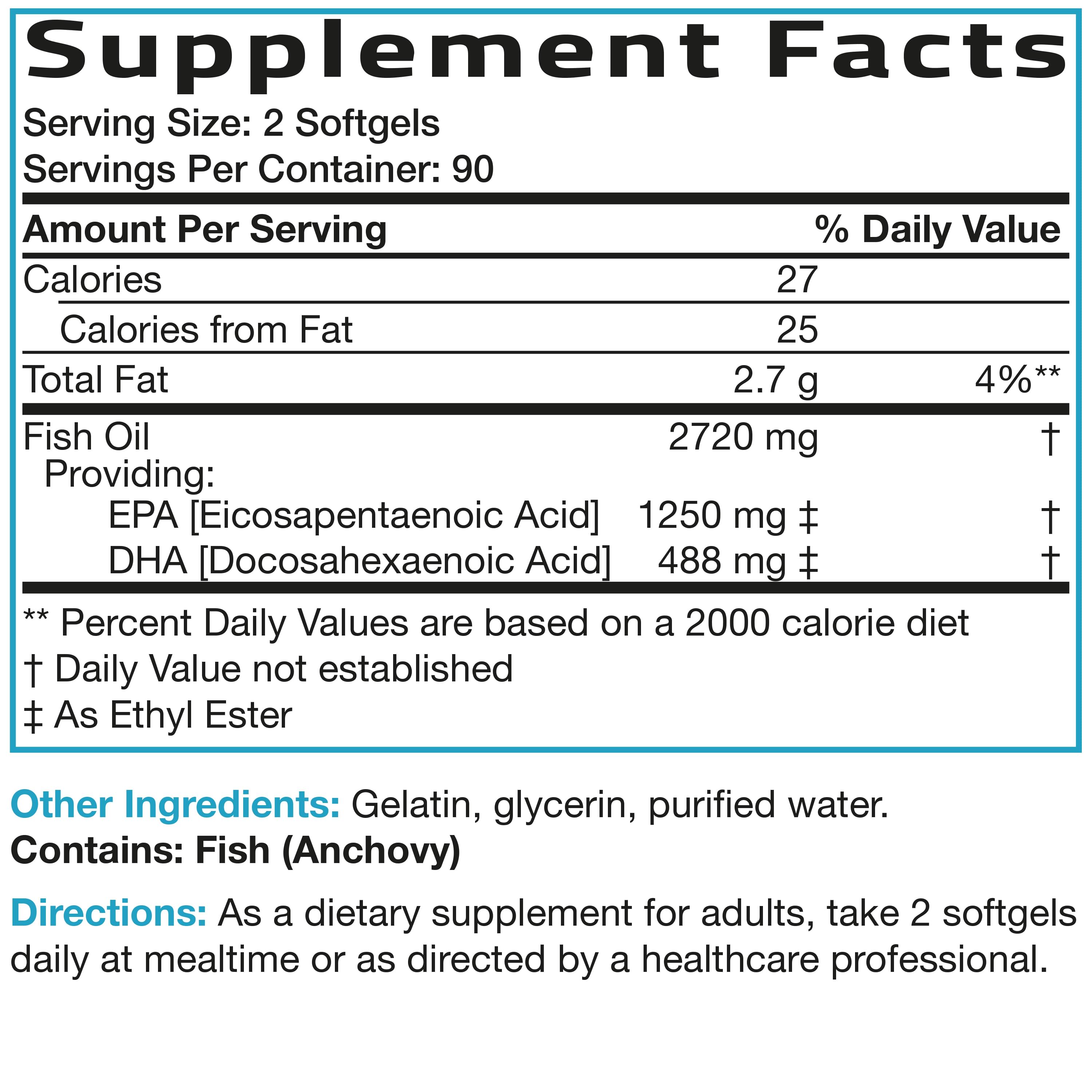 Omega-3 Fish Oil EPA DHA Triple Strength - 2,720 mg