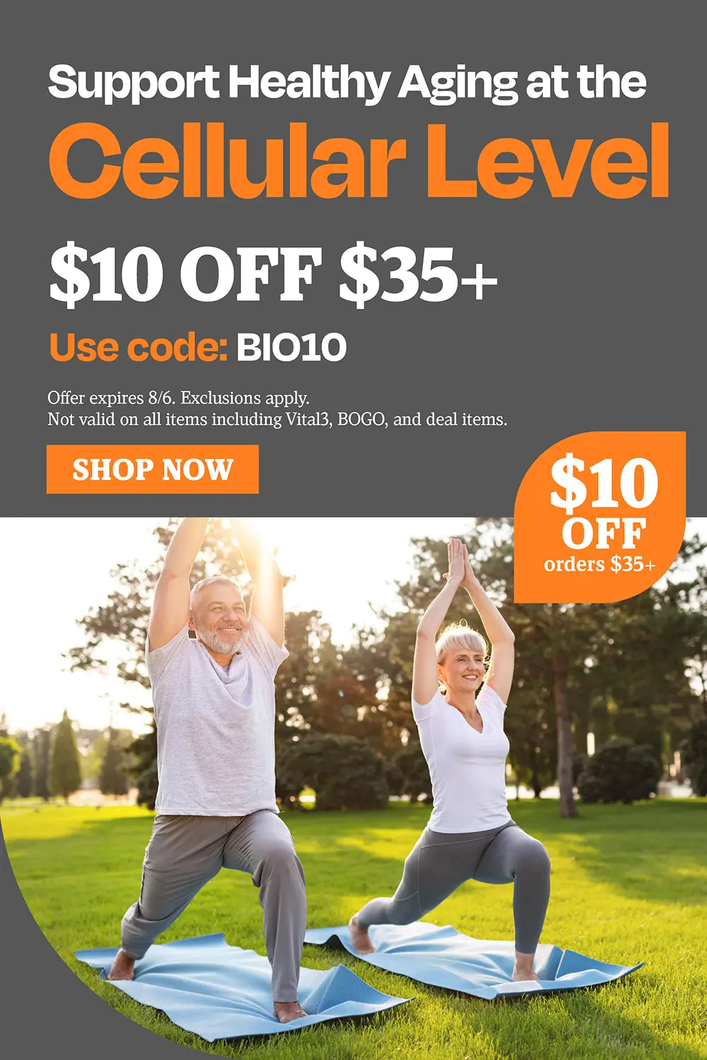 Support healthy aging at the cellular level. $10 off $35 use code BIO10