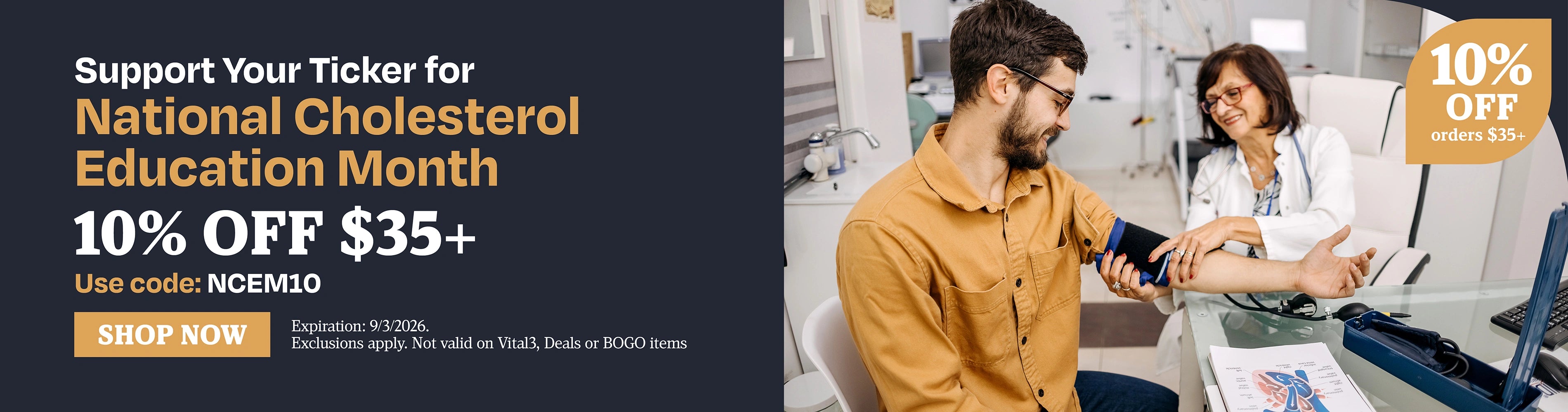 Support your ticker for Natural Cholesterol Education Month. 10% off $35+. Use code NCEM10.