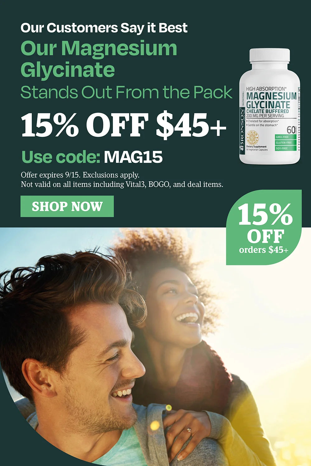 Our customers say it best. Our magnesium glycinate stands out from the pack 15% OFF $45. Use code MAG15