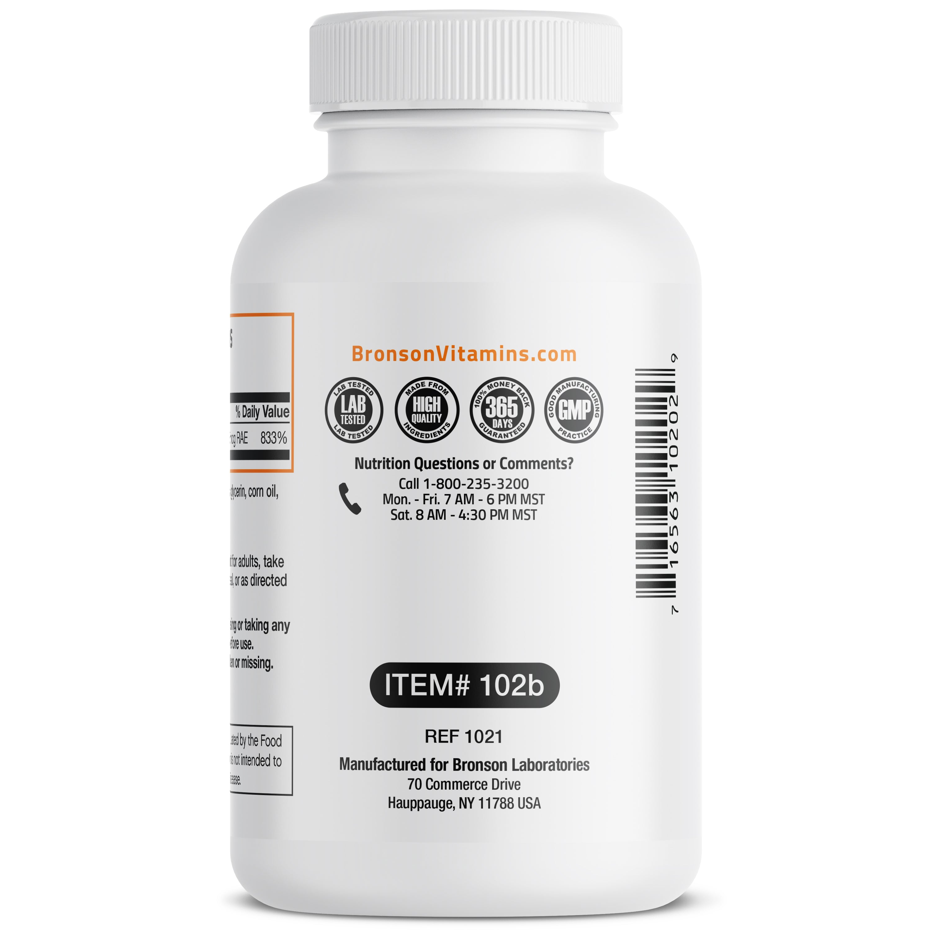 Vitamin A Beta Carotene -7,500 MCG (25,000 IU), 250 Softgels view 3 of 4