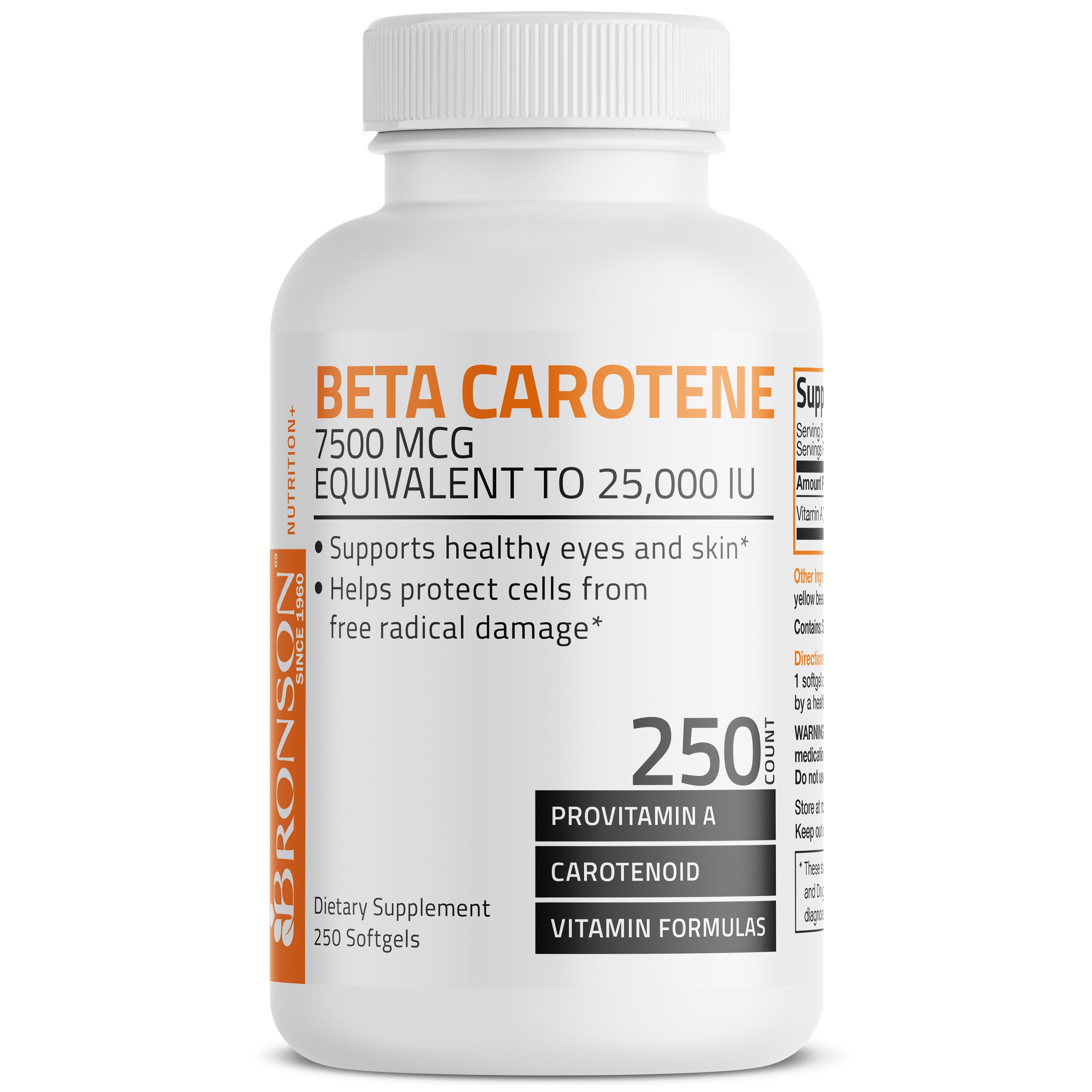 Vitamin A Beta Carotene -7,500 MCG (25,000 IU), 250 Softgels view 1 of 4
