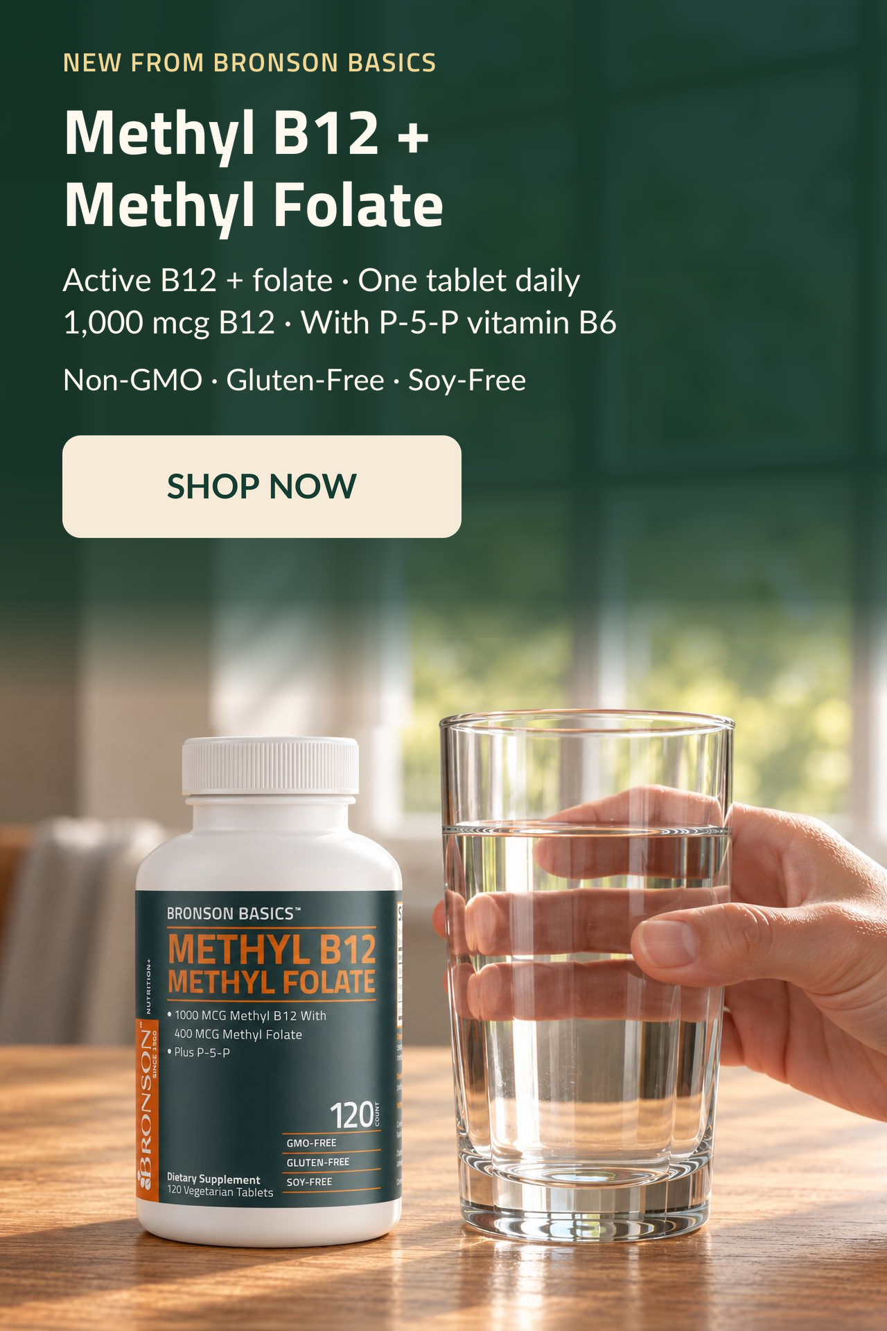 Methyl B12 + Methyl Folate. Active B12 + folate. One tablet daily 1,000 mcg B12 with p-5-p vitamin B6.