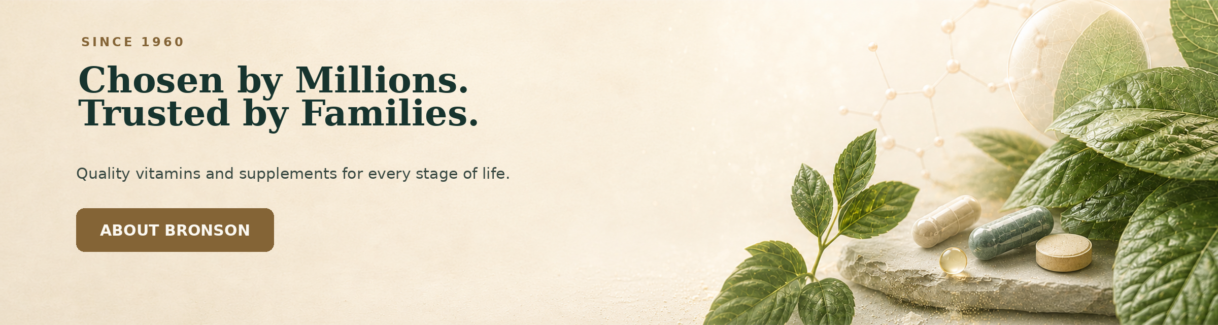 Since 1960. Chosen by Millions. Trusted by Families. Quality vitamins and supplements for every stage of life.