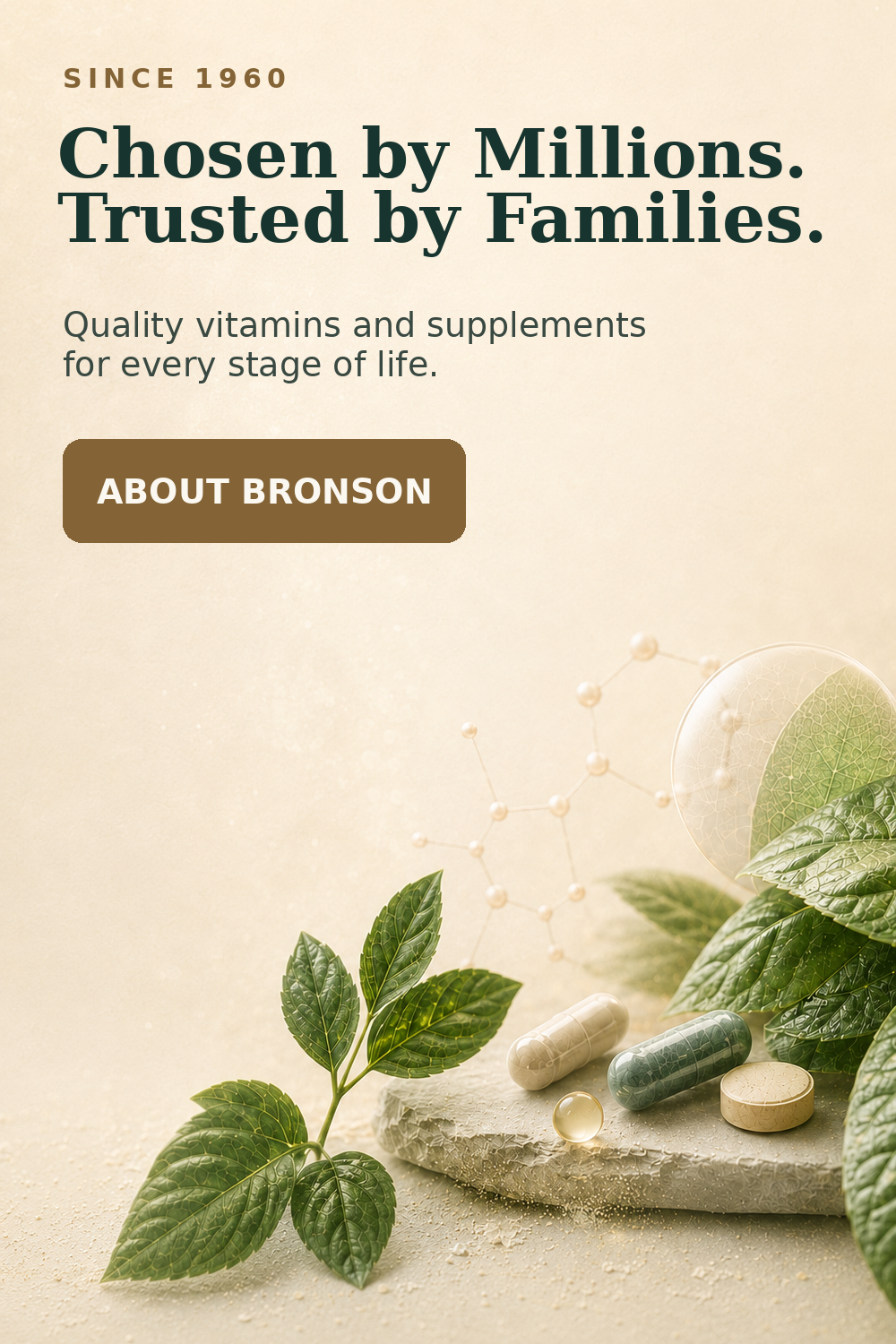 Since 1960. Chosen by Millions. Trusted by Families. Quality vitamins and supplements for every stage of life.