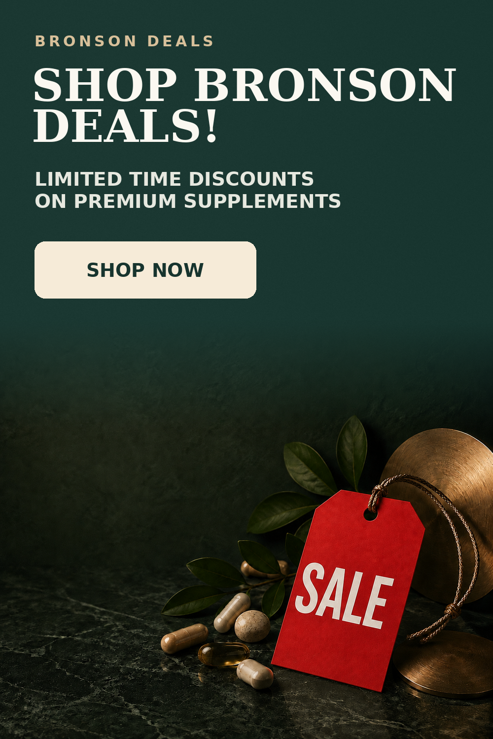BRONSON DEALS. SHOP BRONSON DEALS! LIMITED TIME DISCOUNTS ON PREMIUM SUPPLEMENTS. SHOP NOW.