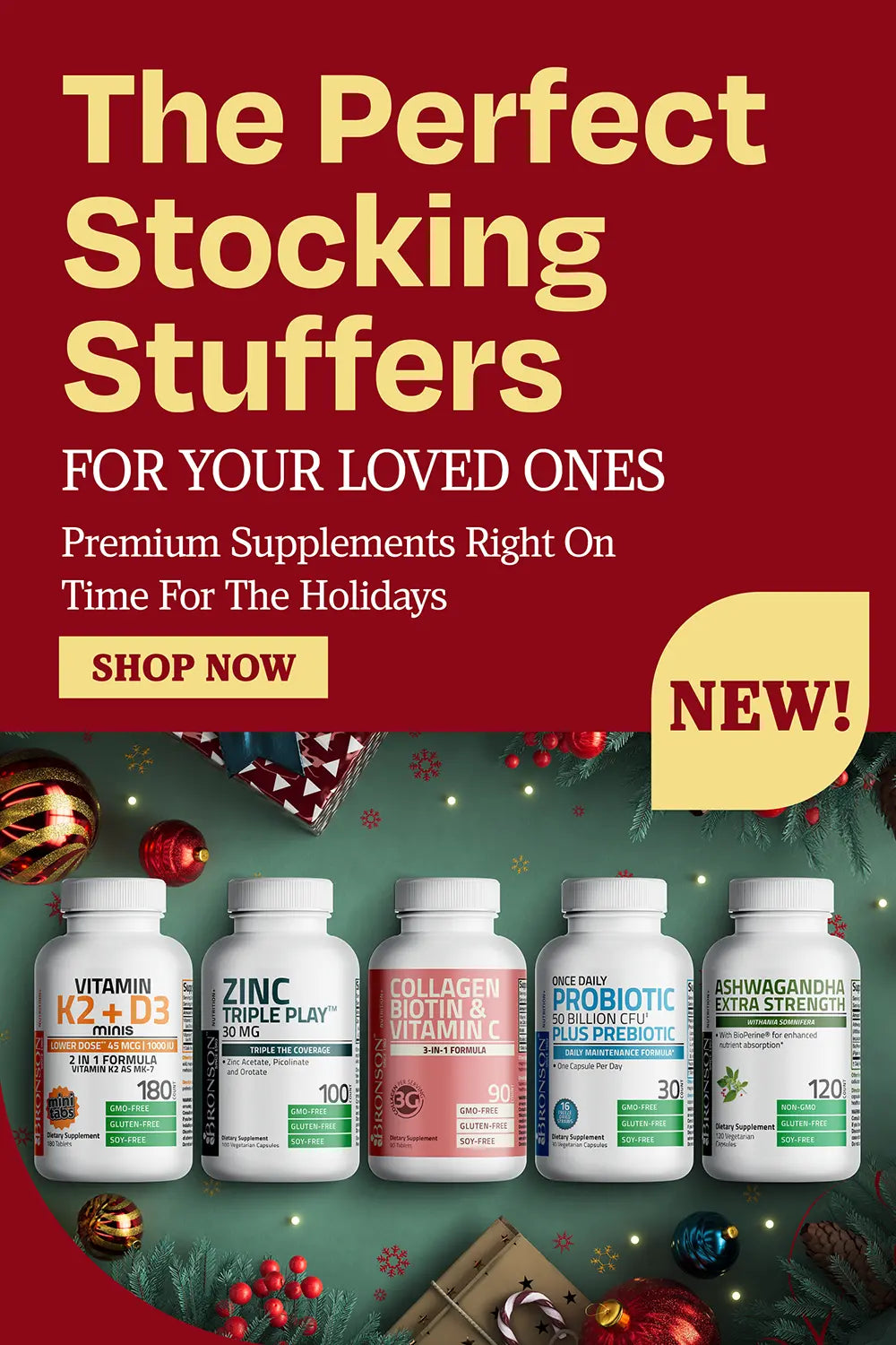 The perfect stocking stuffers for your loved ones. Premium supplements right on time for the holidays 