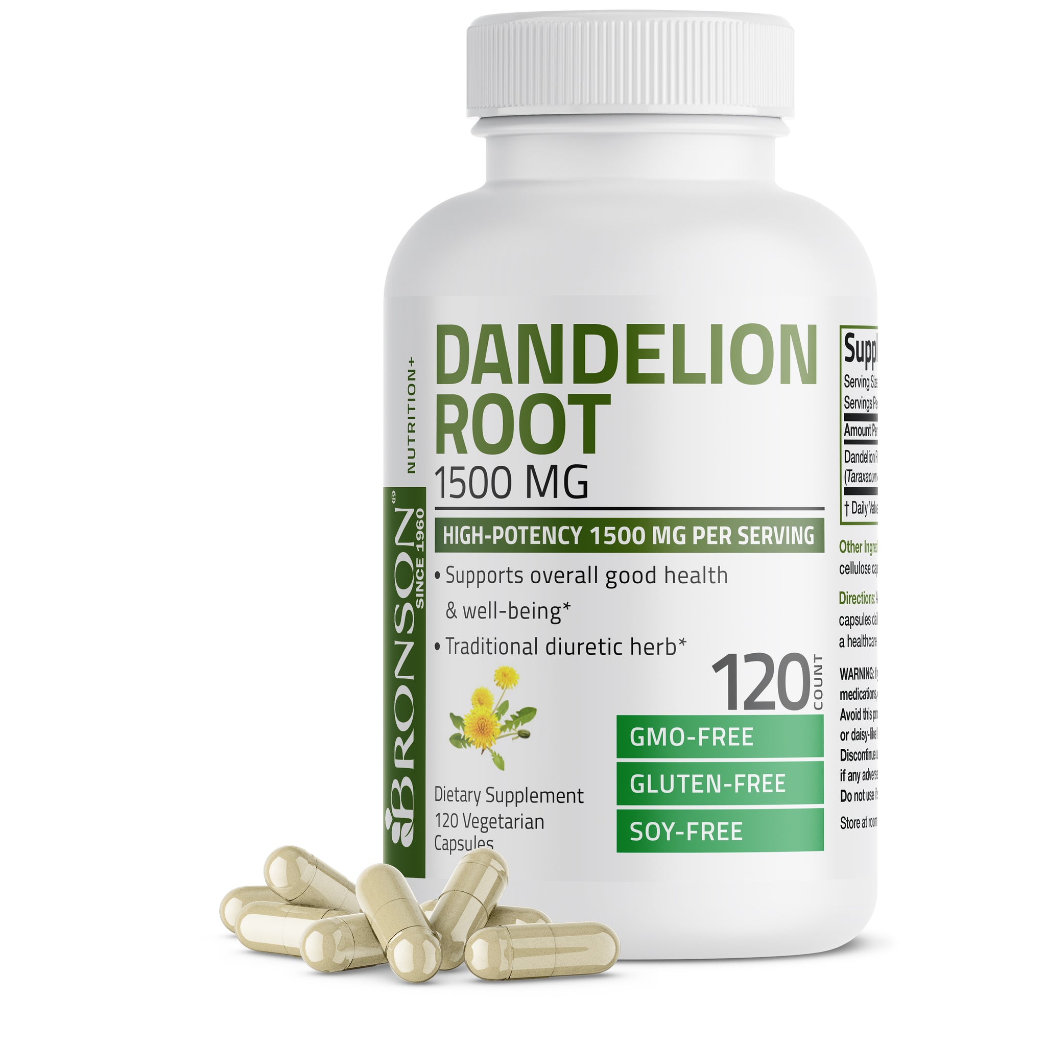 Dandelion Root 1500 MG per Serving - Bronson Vitamins | Quality ...