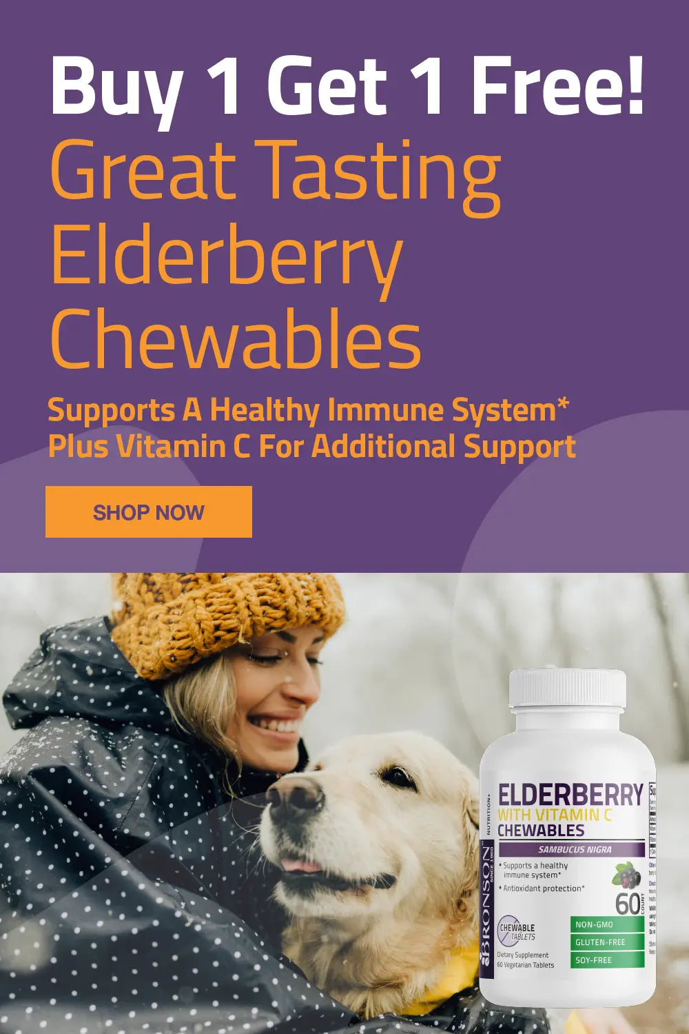 Buy 1 Get 1 Free! Great Tasting Elderberry Chewables