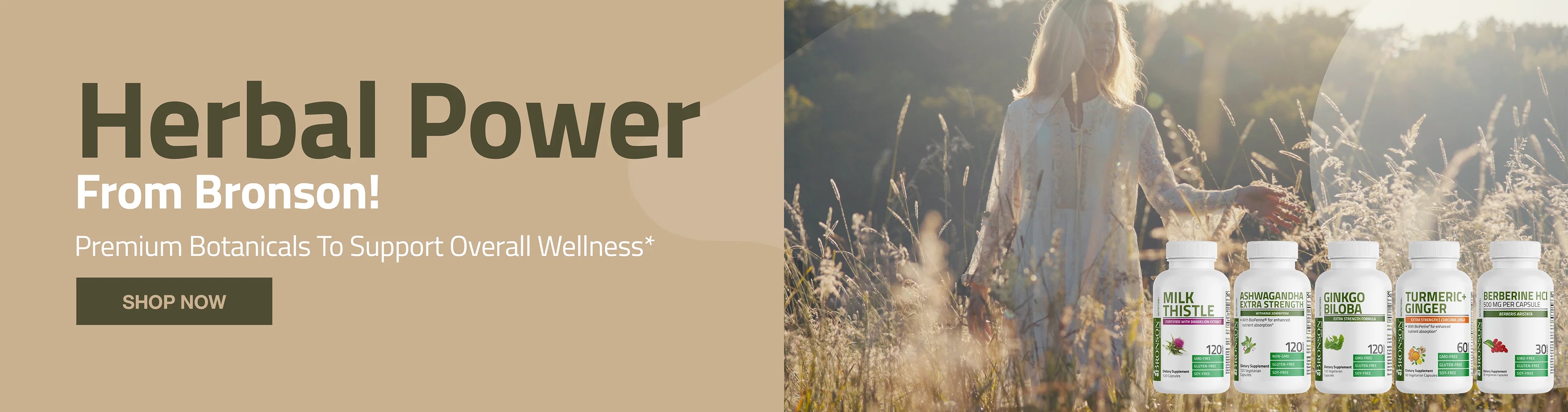 Herbal power from Bronson! Premium Botanicals to support overall wellness.*