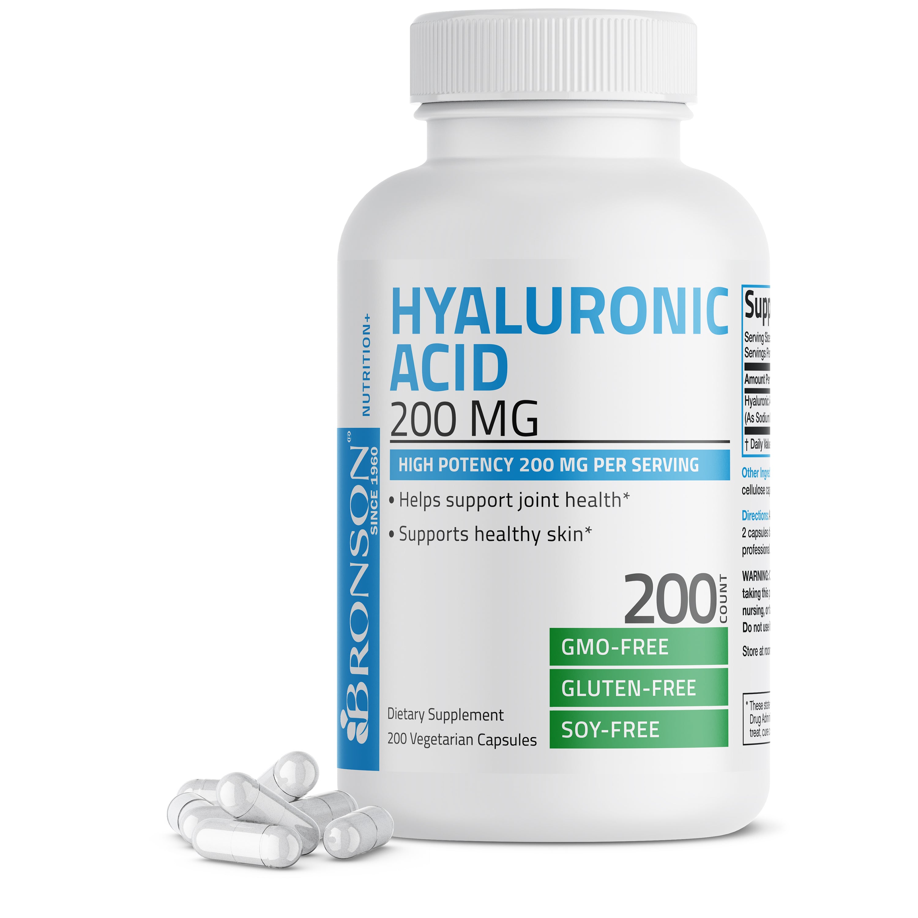 Hyaluronic Acid 200 MG, 200 Vegetarian Capsules view 1 of 6