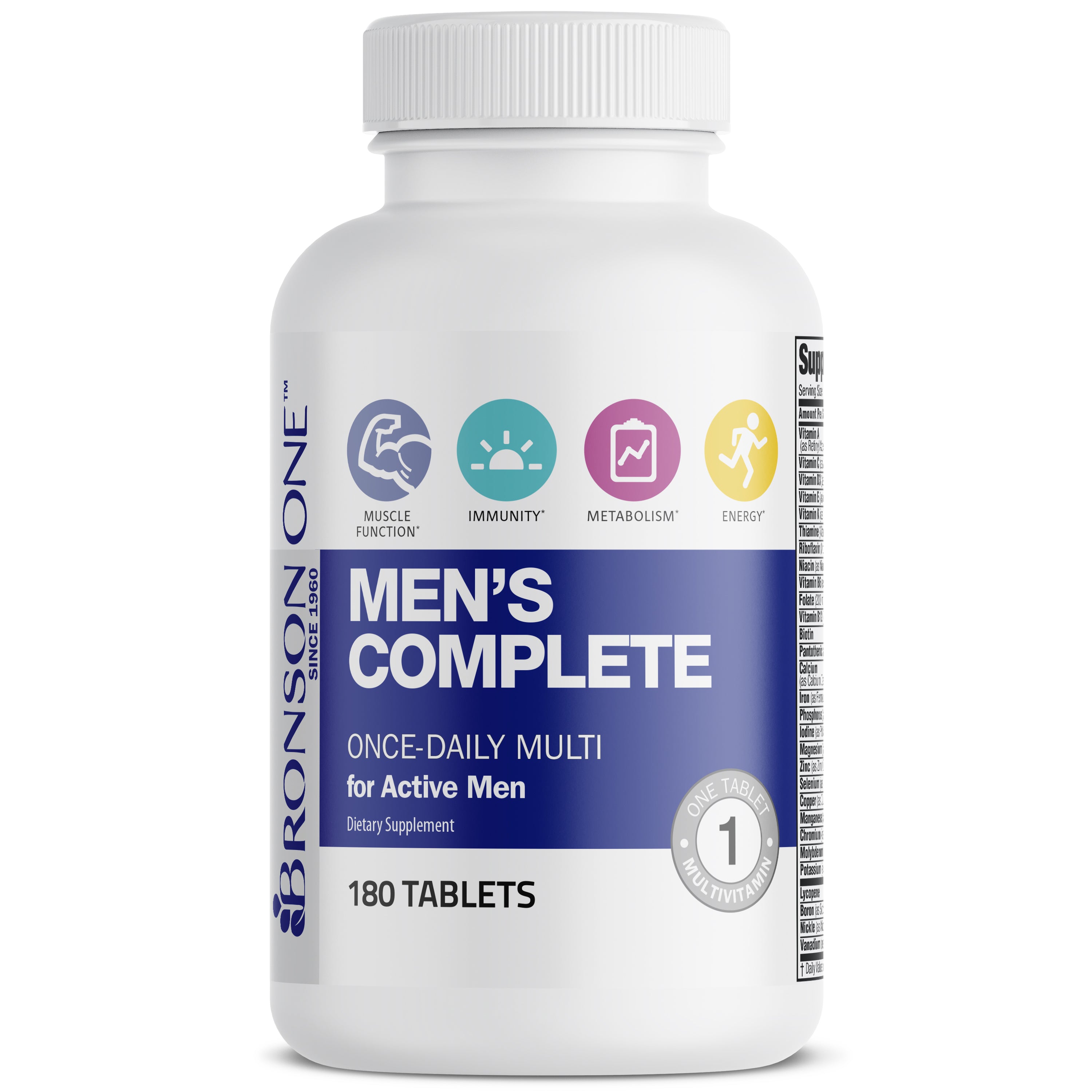 Bronson ONE Daily Men’s Complete MultiVitamin MultiMineral - 180 Tablets view 3 of 6