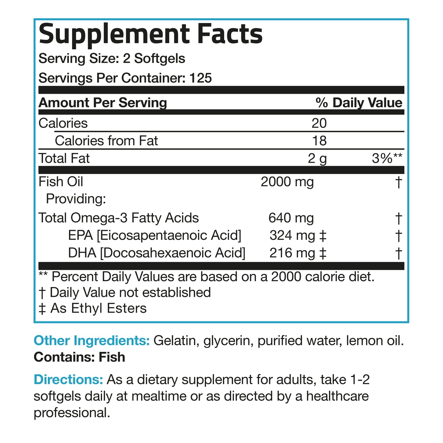 Omega-3 Fish Oil  EPA & DHA - 1,000 mg - 250 Softgels
