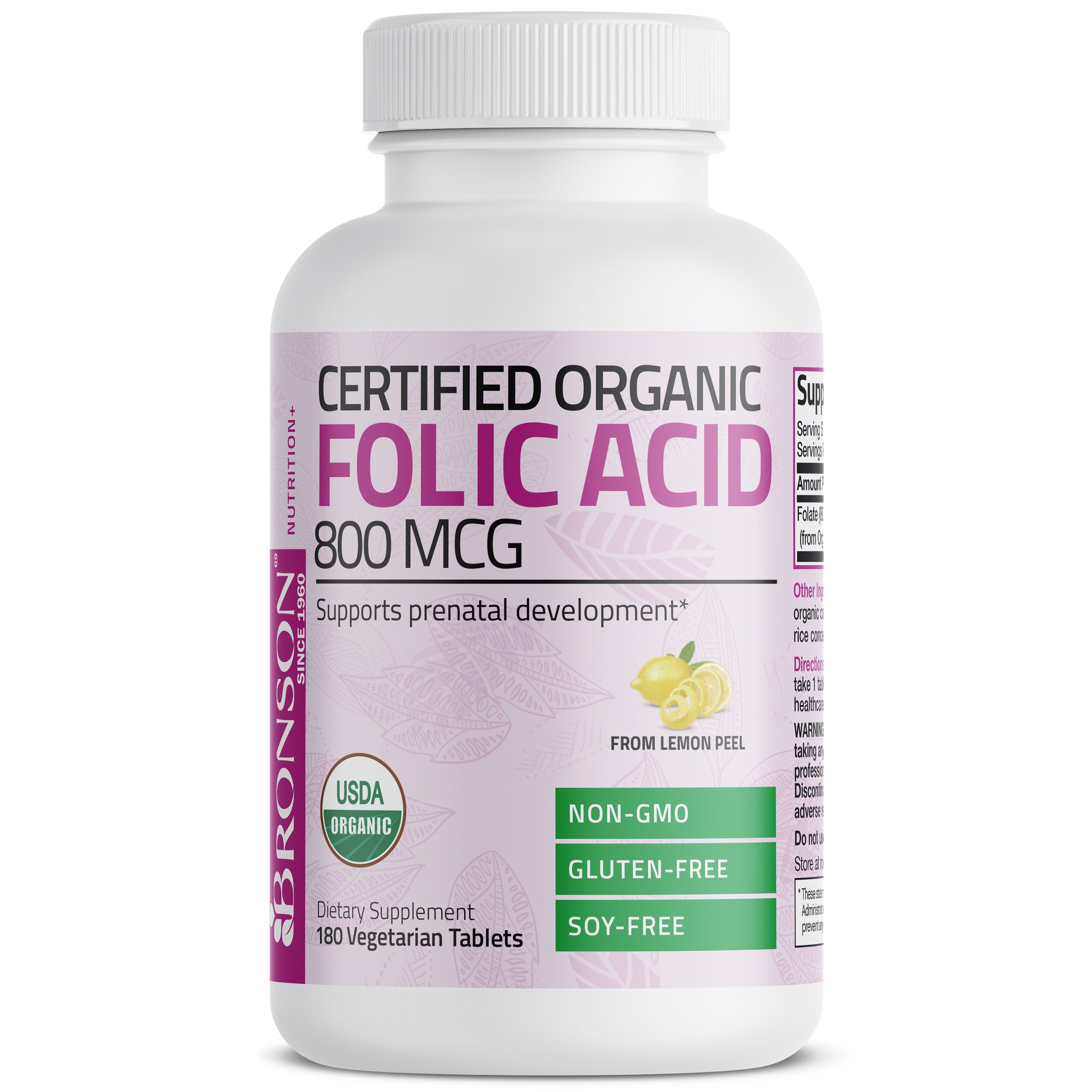 Folic Acid (Folate) Vegetarian USDA Certified Organic - 800 mcg view 3 of 12