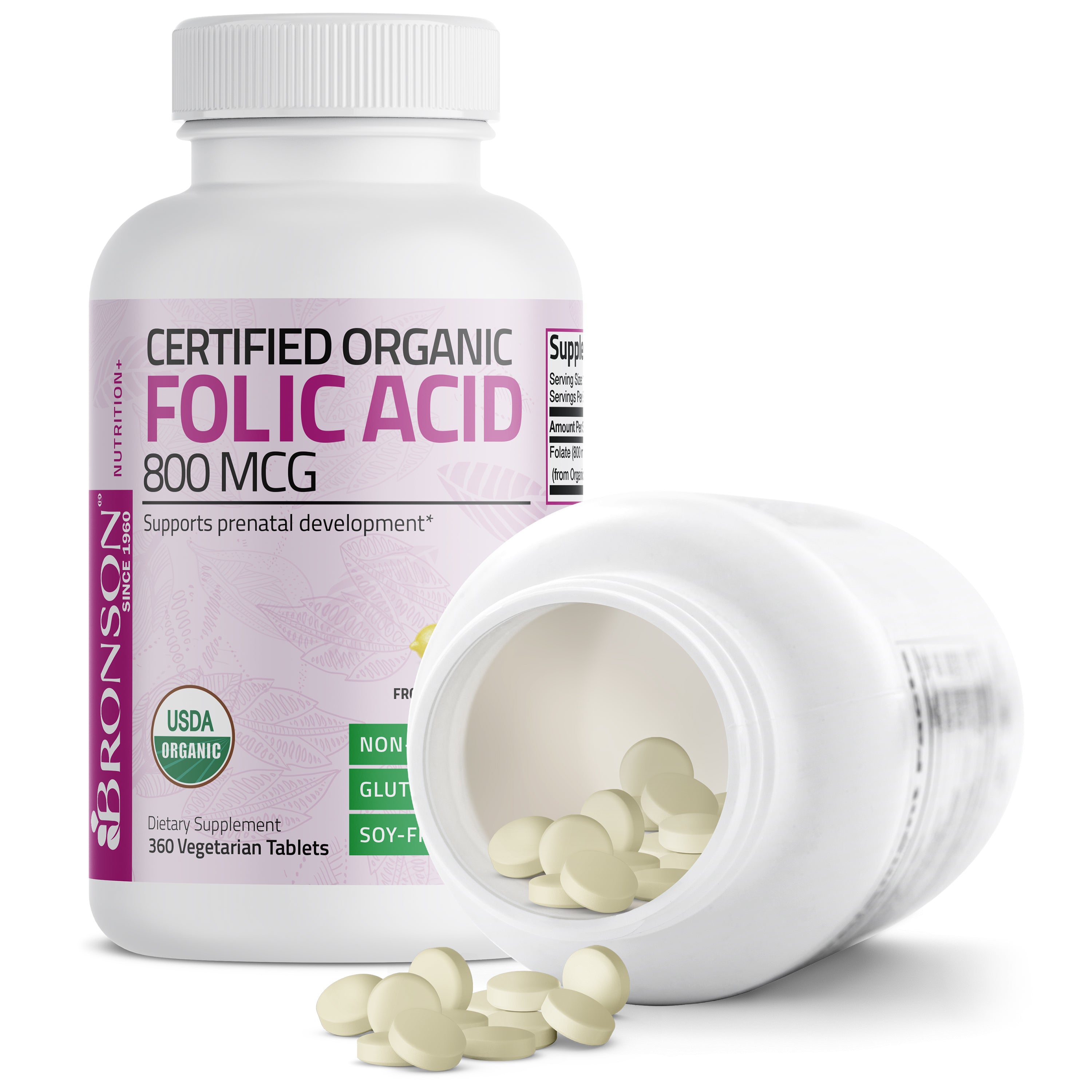 Folic Acid (Folate) Vegetarian USDA Certified Organic - 800 mcg