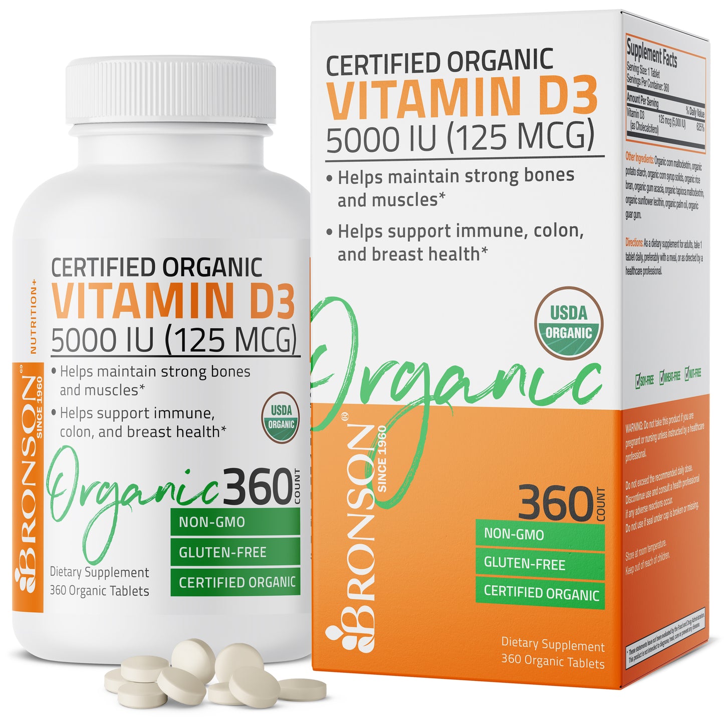 Bronson Vitamin D3 USDA Certified Organic 5 000 IU 90 Tablets bronson-vitamin-d3-usda-certified-organic-5-000-iu-90-tablets