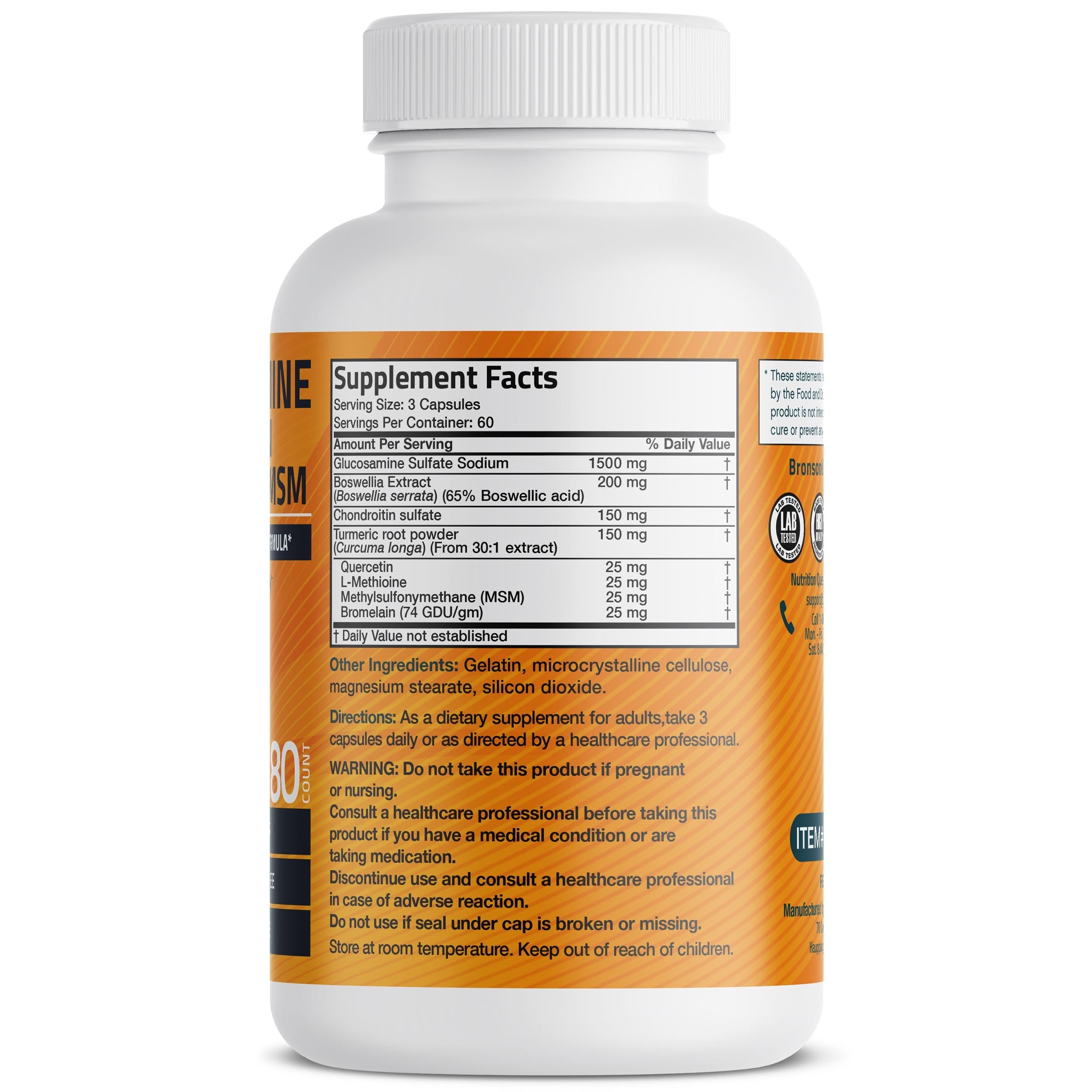 Glucosamine Chondroitin Turmeric & MSM bronsonlabs