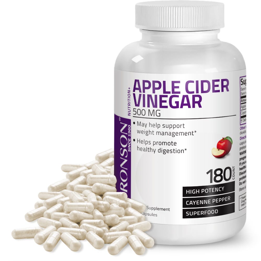 Apple Cider Vinegar with Cayenne Pepper High Potency - 500 mg - 180 Capsules view 3 of 6