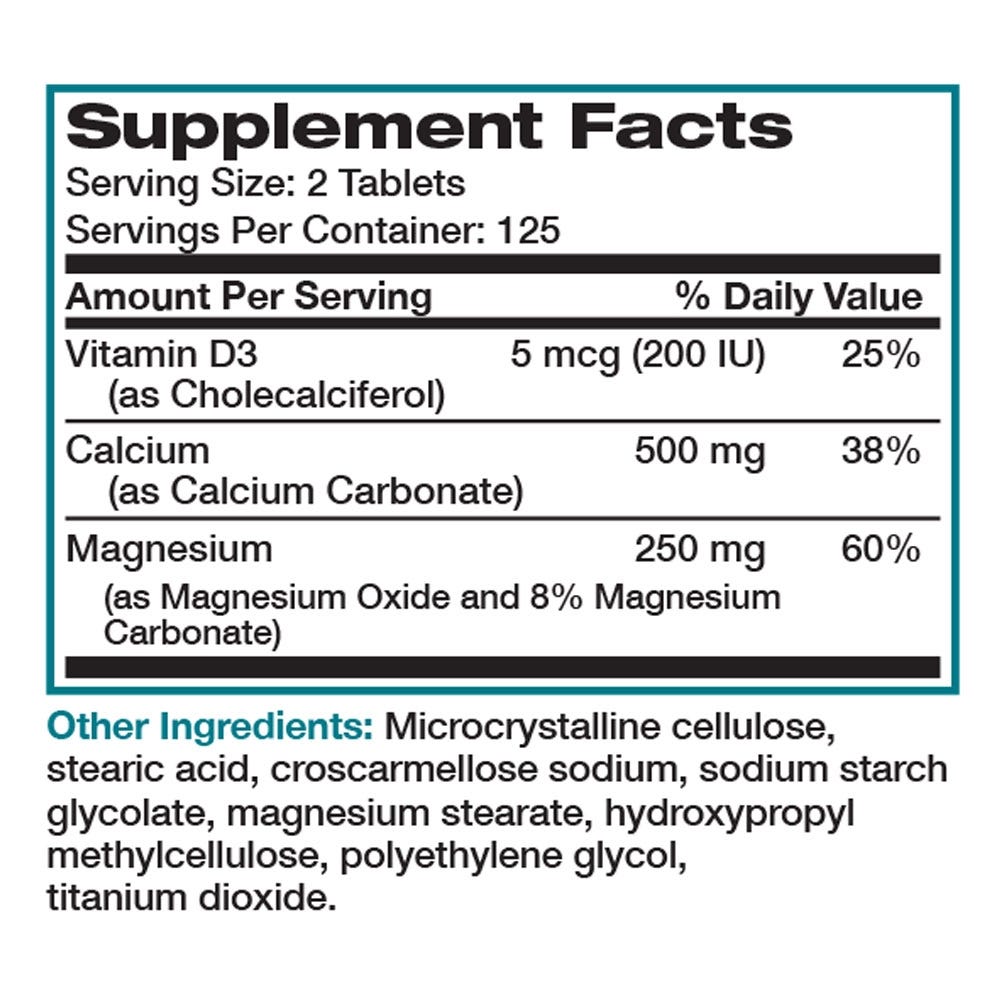 Calcium with Magnesium and Vitamin D - 250 Tablets view 4 of 4