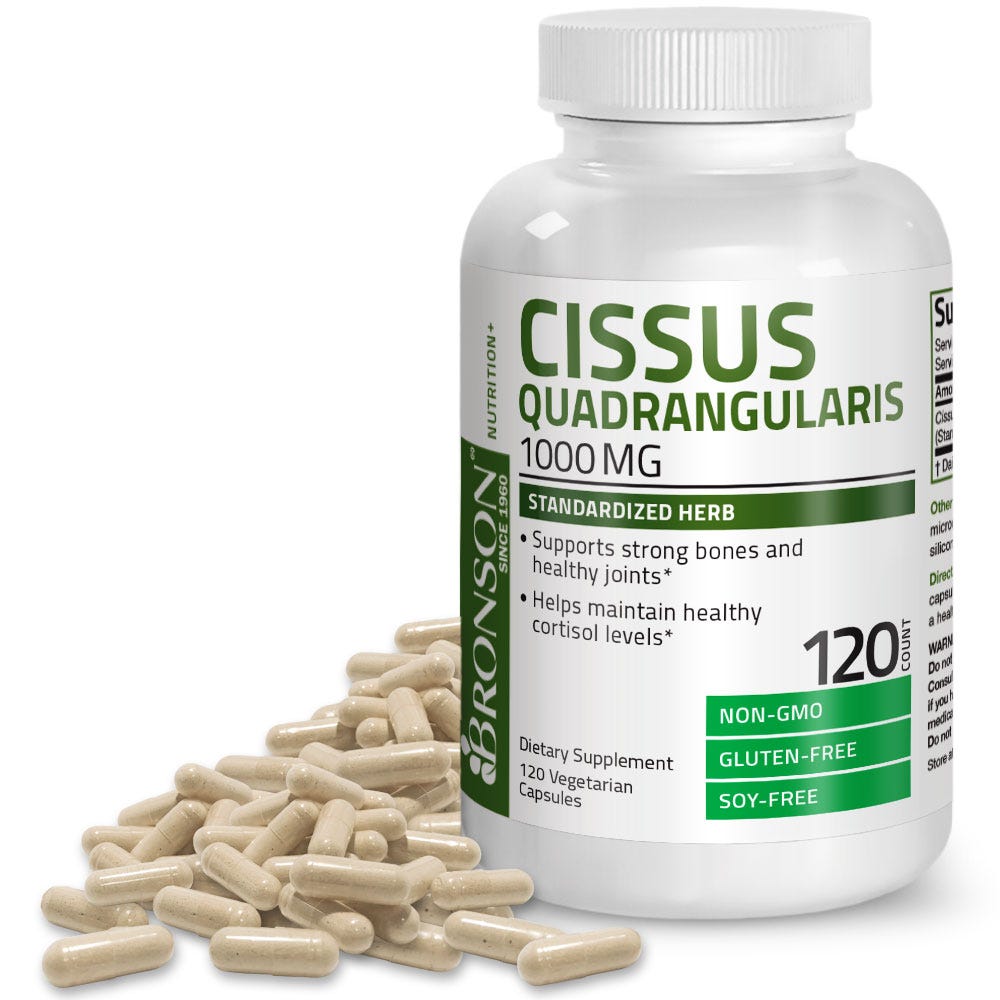 Cissus Quadrangularis - 1,000 mg - 120 Vegetarian Capsules, Item #1140-120, Bottle, Front Label with Capsules