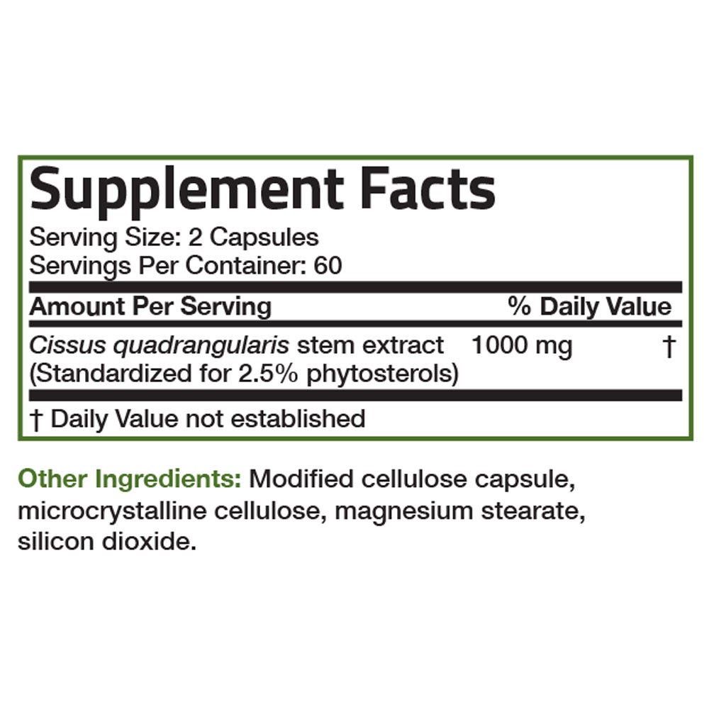 Cissus Quadrangularis Extract - 1,000 mg - 120 Vegetarian Capsules view 6 of 6