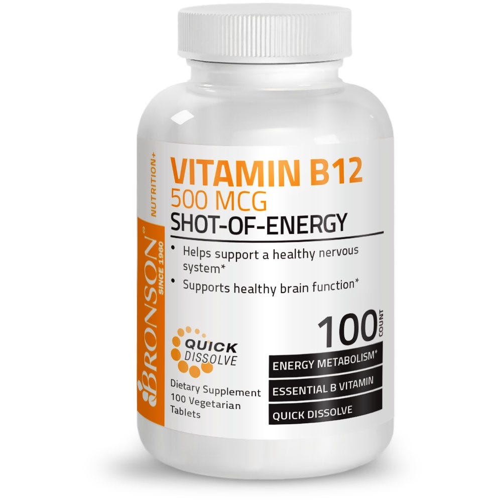Vitamin B12 Quick Release Sublingual - 500 mcg - 100 Tablets
