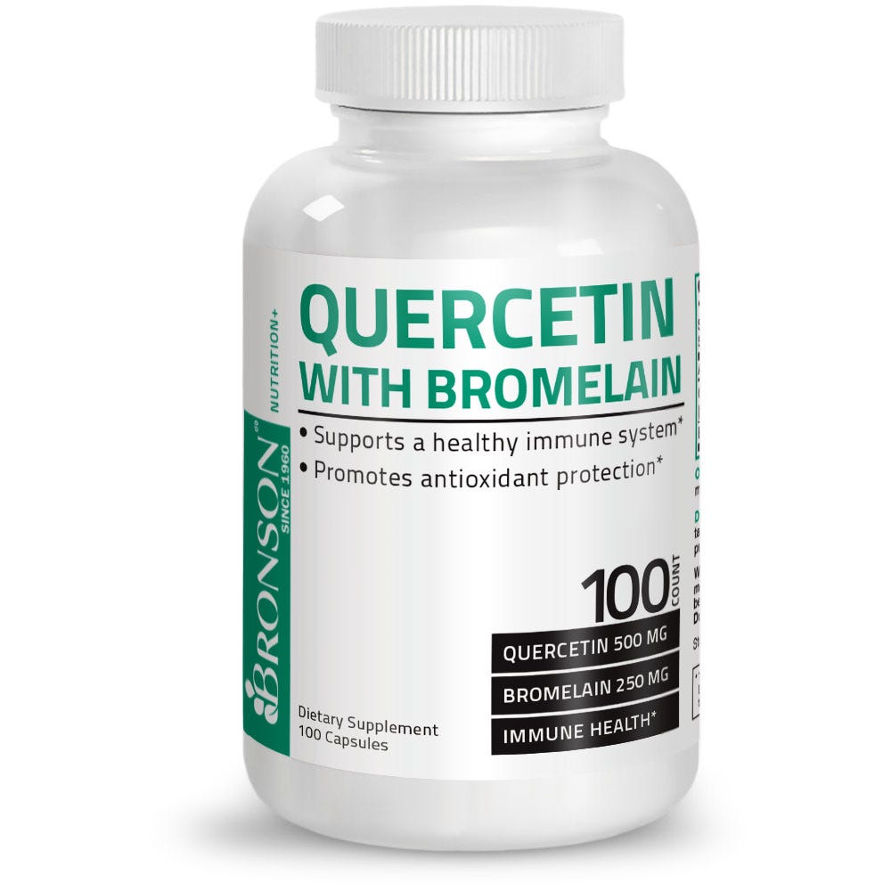 Bronson Vitamins Quercetin & Bromelain - 100 Capsules, Item #195, Supplement Facts Panel