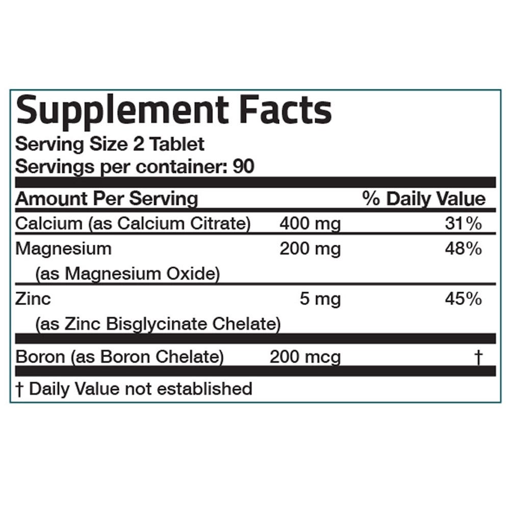 Calcium and Magnesium with Boron and Zinc - 180 Tablets view 6 of 6