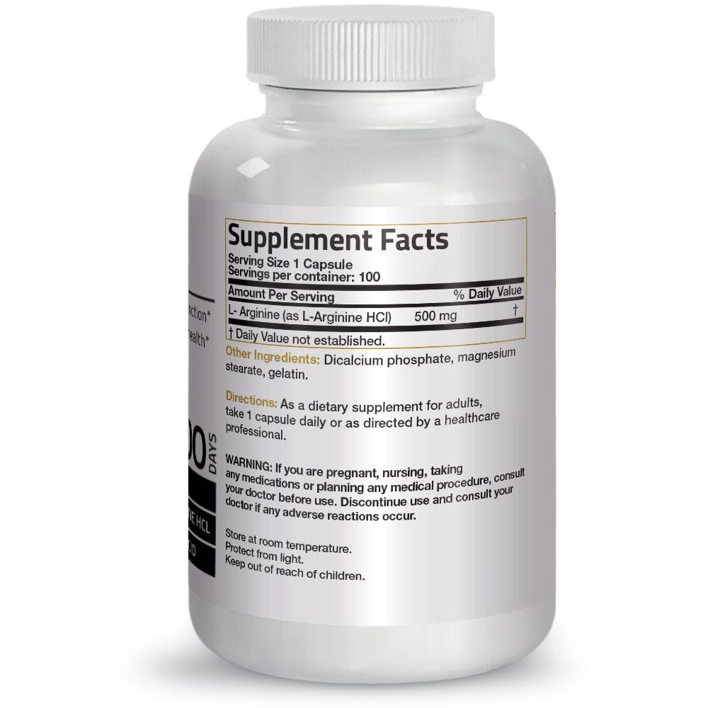 L-Arginine - 500 mg - 100 Capsules view 2 of 4