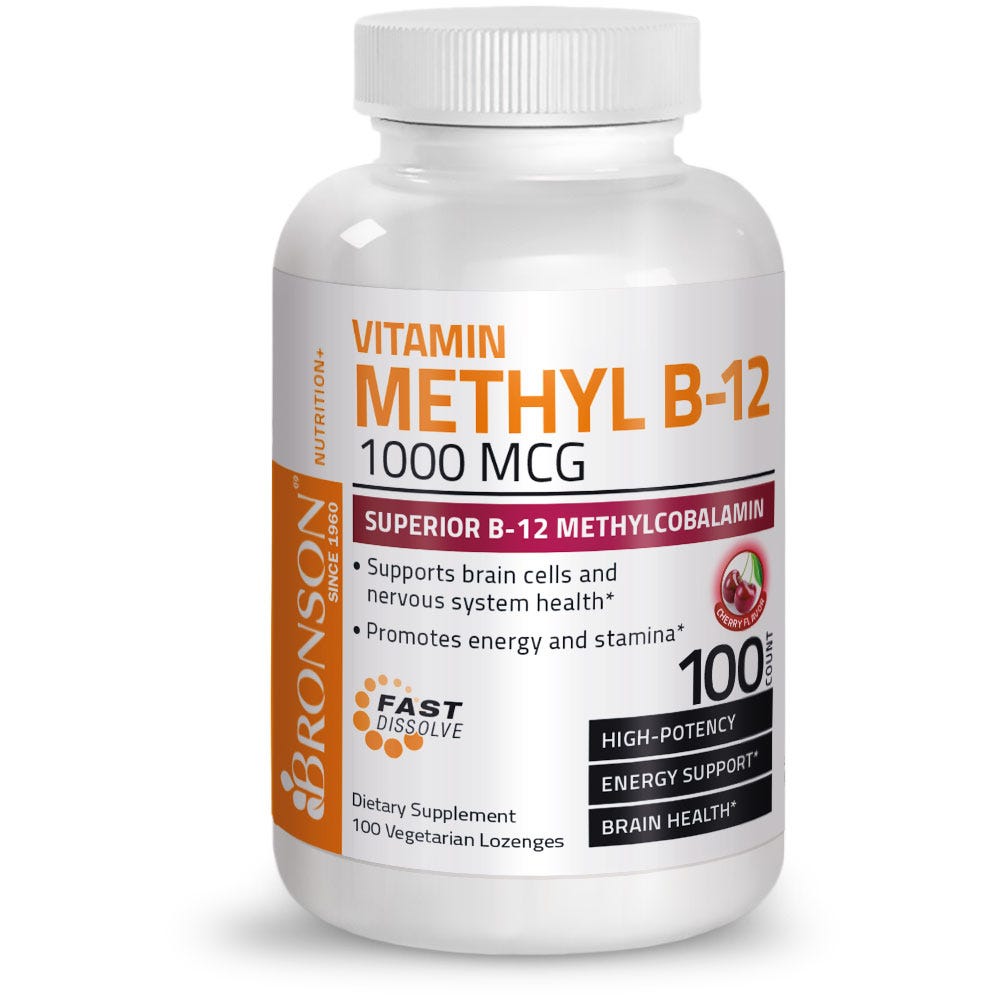 Vitamin B12 Quick Release Sublingual - Cherry - 1,000 mcg - 100 Vegetarian Lozenges