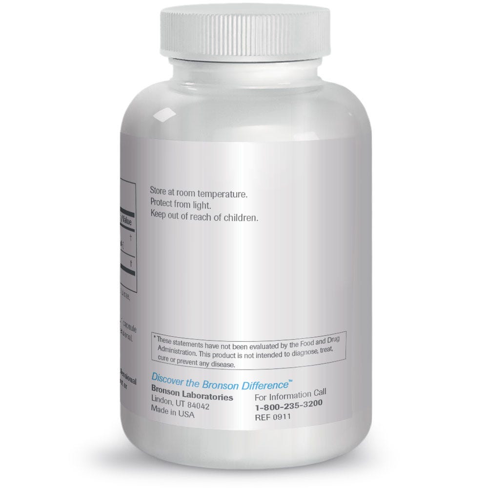 Bronson Vitamins Glucosamine and Chondroitin - 60 Capsules, Item #257A, Bottle, Side Label, FDA Statement