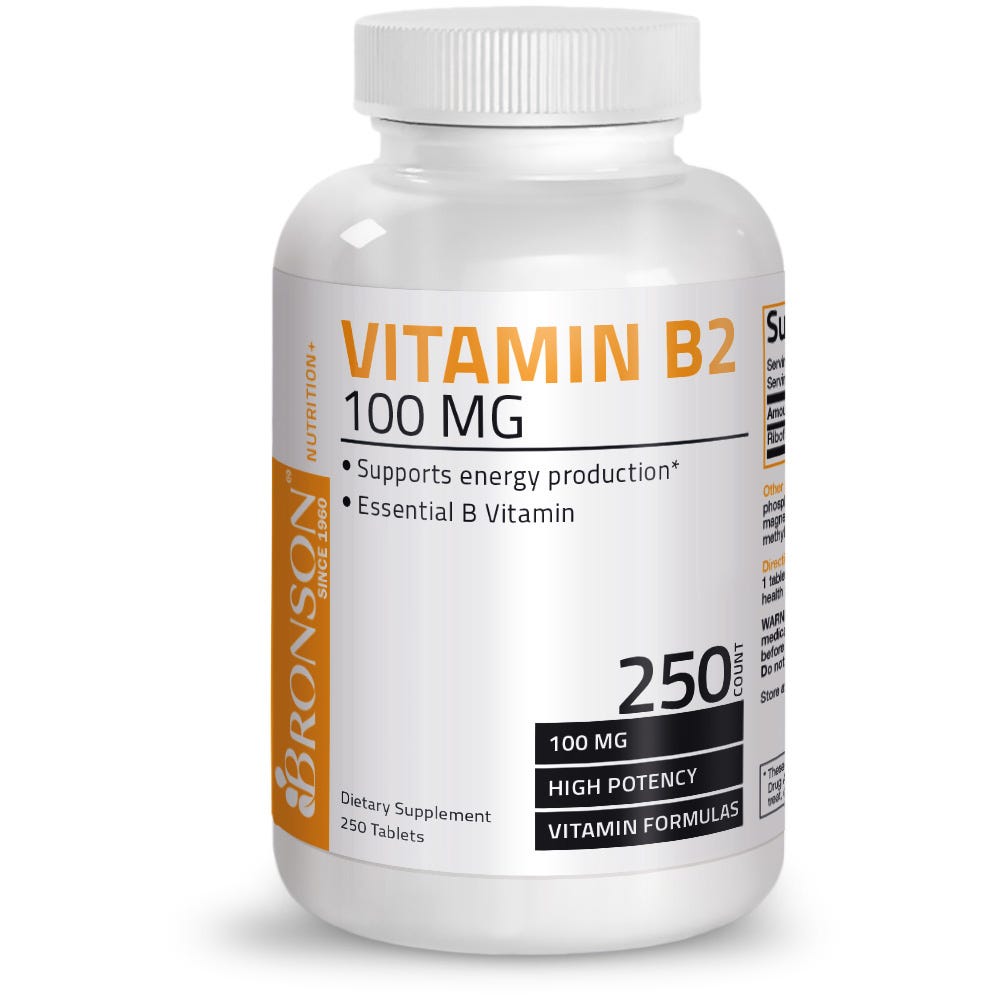 Vitamin B2 Riboflavin - 100 mg - 250 Tablets