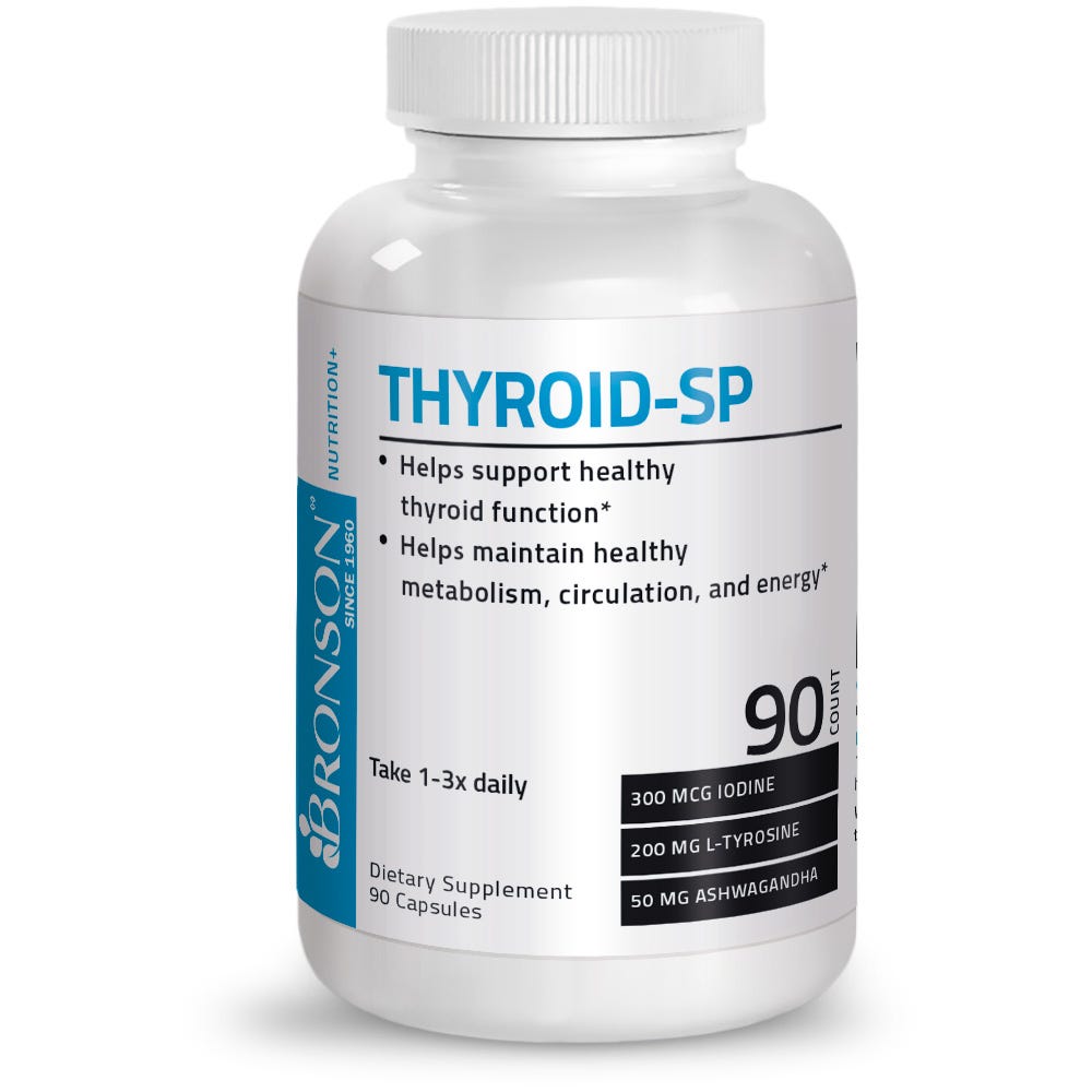 Bronson Vitamins Thyroid-SP Complex - 90 Capsules, Item #372A, Bottle, Front Label